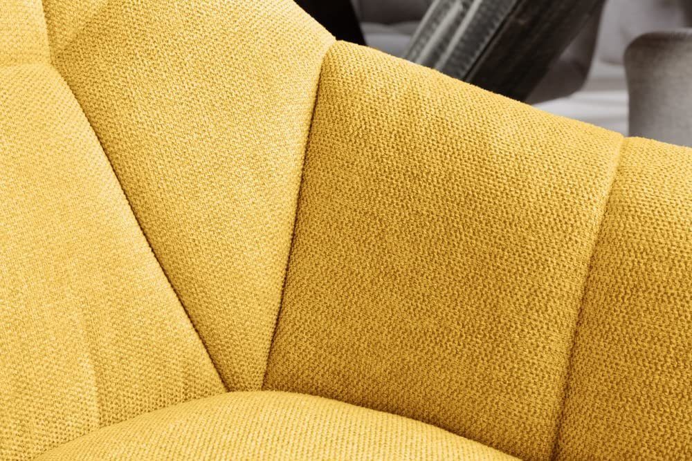 Moderner Drehstuhl Metallgestell Stuhl Strukturstoff LebensWohnArt gelb LYON