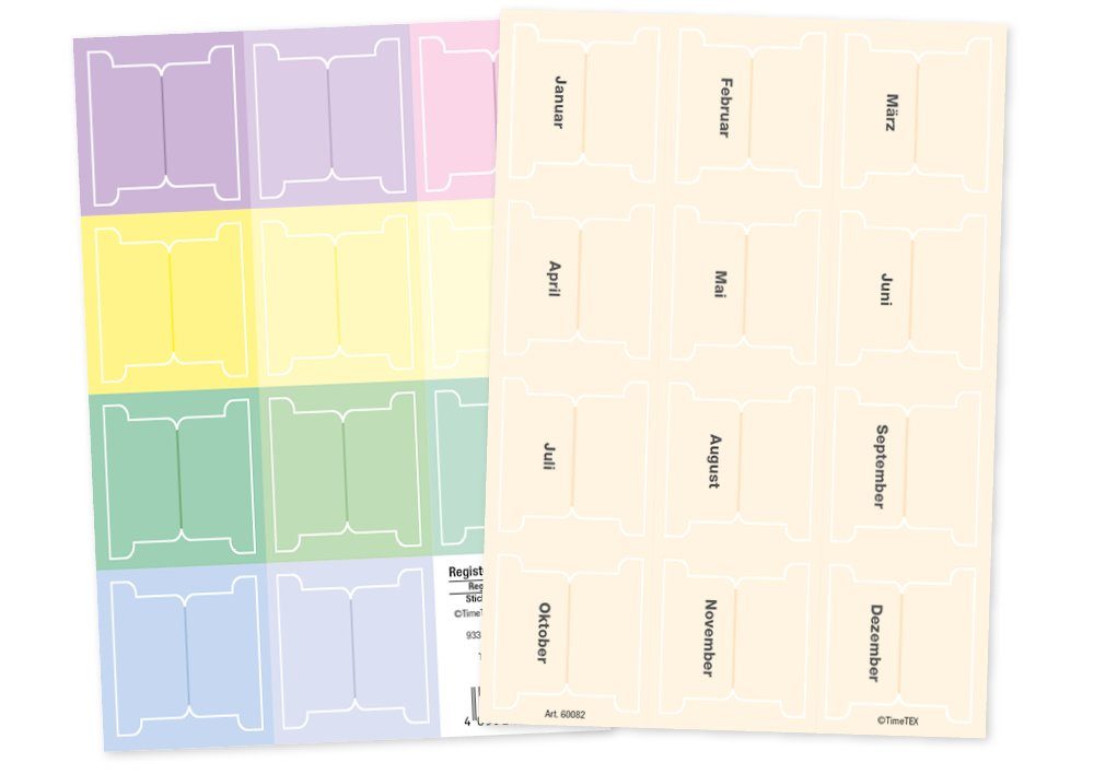 TimeTEX Abheftstreifen Selbstklebende Register-Taben XL, 23-teilig, aus Kartonpapier