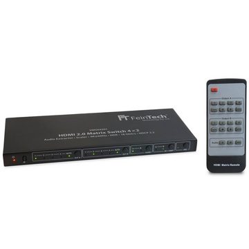 FeinTech Audio / Video Matrix-Switch VMS04201 HDMI Matrix Switch 4x2 mit Audio Extractor, schaltbarer Downscaler