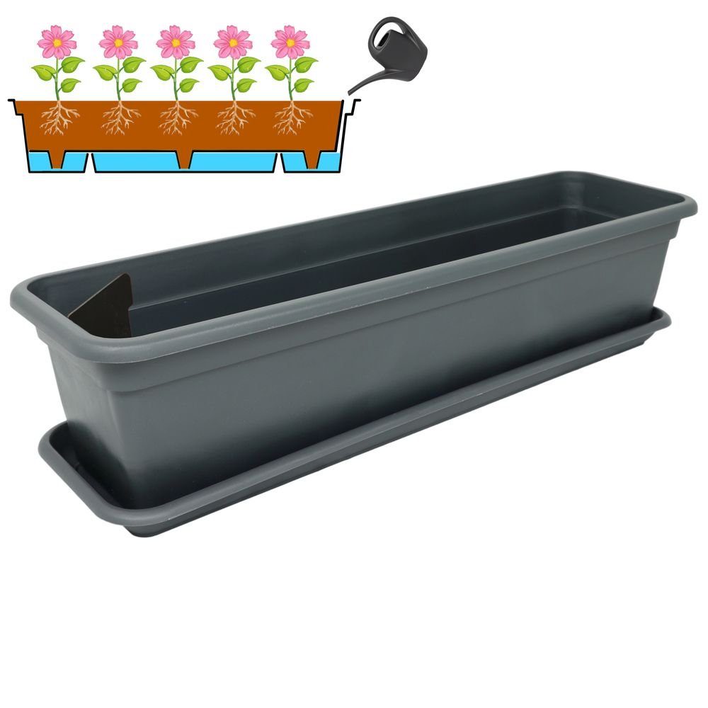 Cheehigo Blumenkasten 61 Cm – Schwarz, Mit Kokosauskleidung & Verstellbarer Halterung, Für Balkon & Garten
