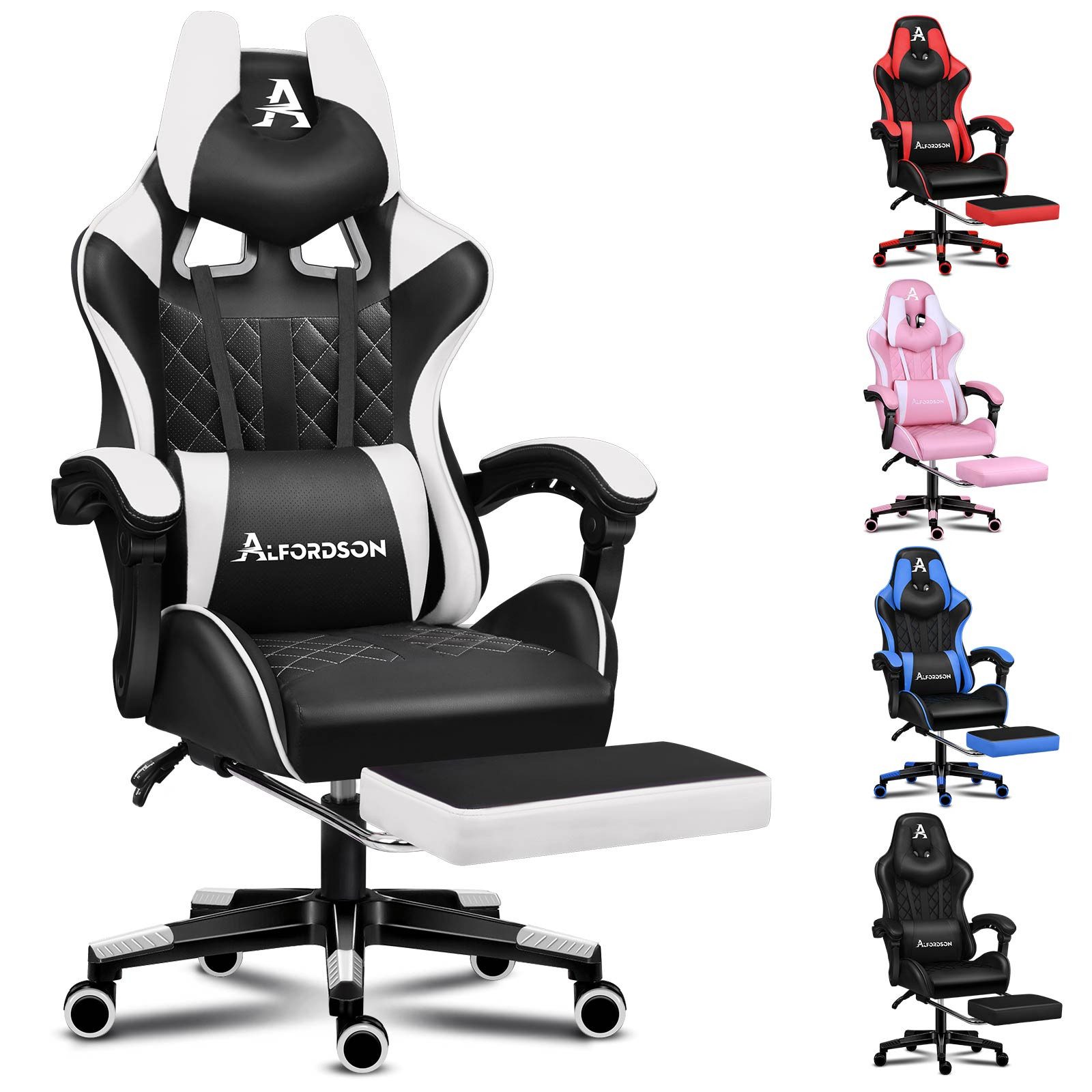 ALFORDSON Gaming-Stuhl Bürostuhl, Integrierte Fußstütze, mit günstig online kaufen