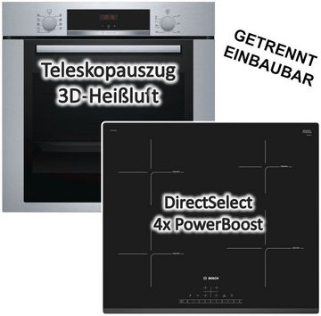 BOSCH Backofen-Set BOSCH Backofen-Set mit Induktions-Kochfeld 3D Heißluft Teleskopauszug