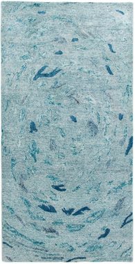 Wollteppich Designer Teppich handgeknüpft türkis, morgenland, rechteckig, Höhe: 7 mm, handgeknüpft