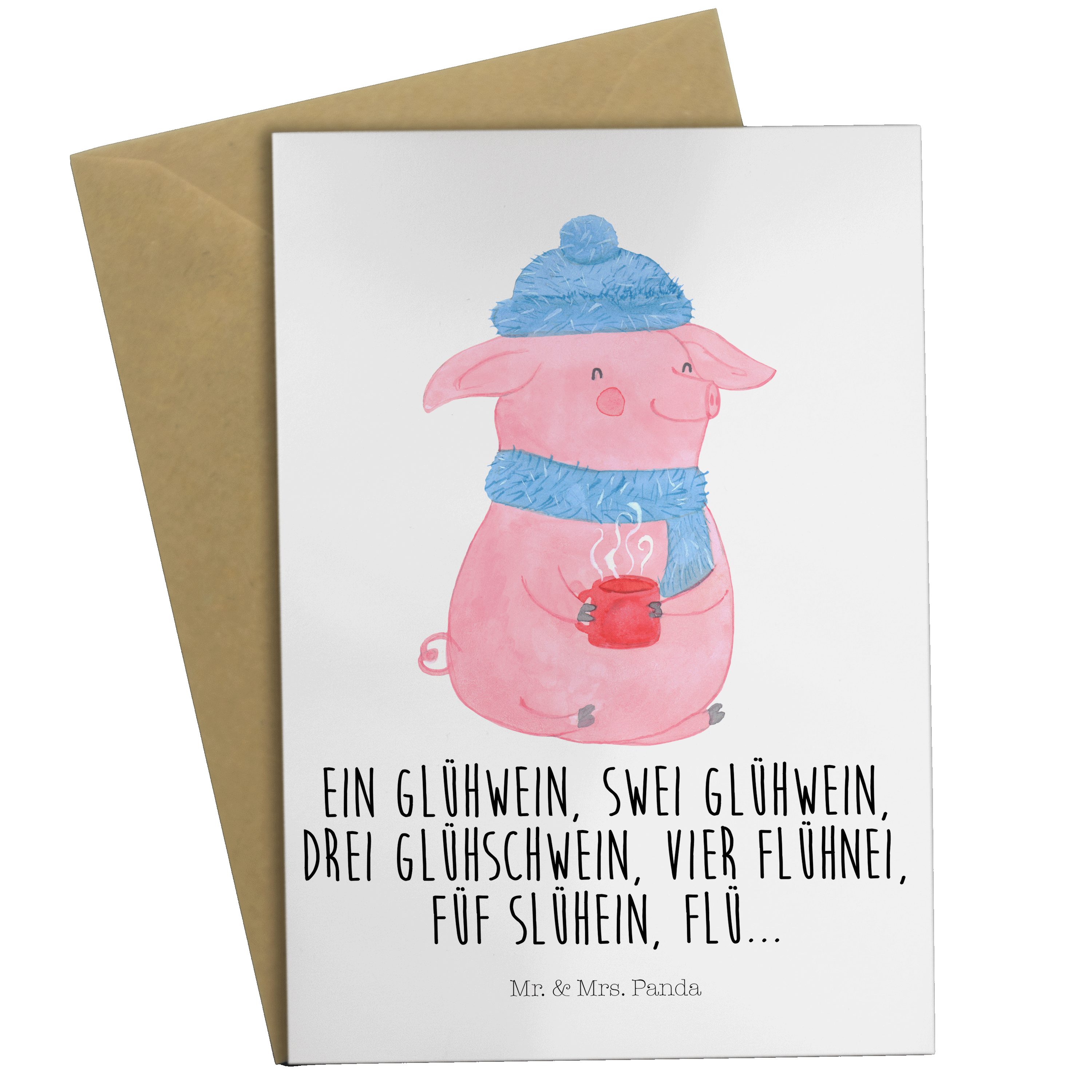 Mr. & Glühschwein H - Geschenk, Lallelndes Grußkarte Mrs. - Geburtstagskarte, Winter, Weiß Panda