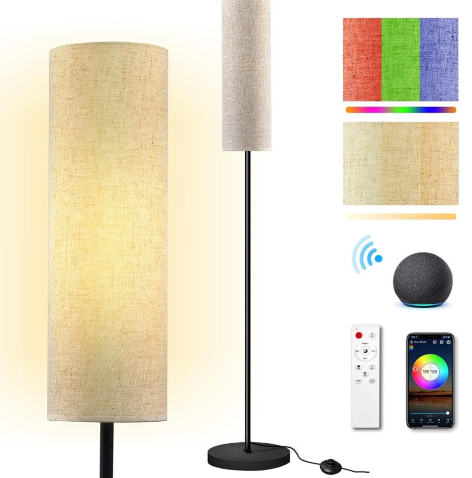 TSE LED Stehlampe Fortand WLAN RGBWW LED Stehlampe 12W Alexa Dimmbar Schwarz
