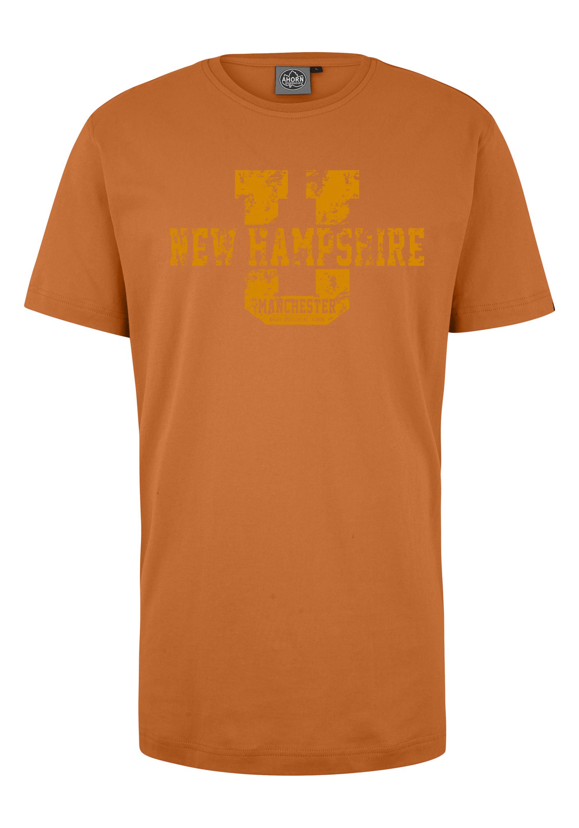 AHORN SPORTSWEAR T-Shirt NEW sportlichem HAMPSHIRE orange mit Front-Motiv