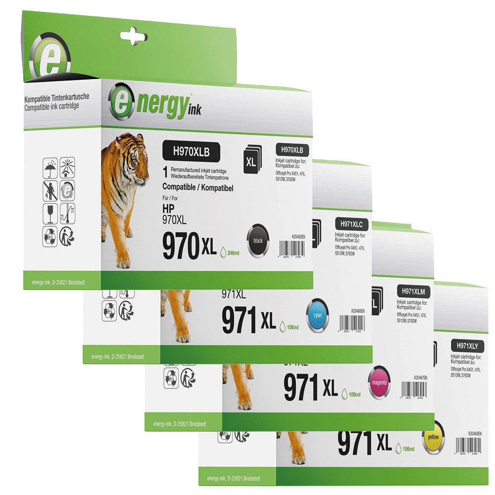 Energy-ink 4er Multipack kompatibel HP 970XL und HP 971XL Tintenpatrone (kompatibel, mehrfarbig)