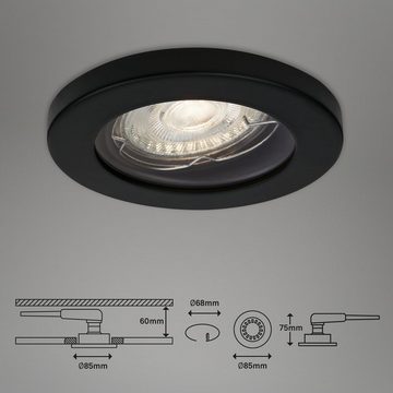 Briloner Leuchten LED Einbauleuchte 7181-035, LED wechselbar, Warmweiß, matt-schwarz, GU10, Einbaustrahler, Einbauspot
