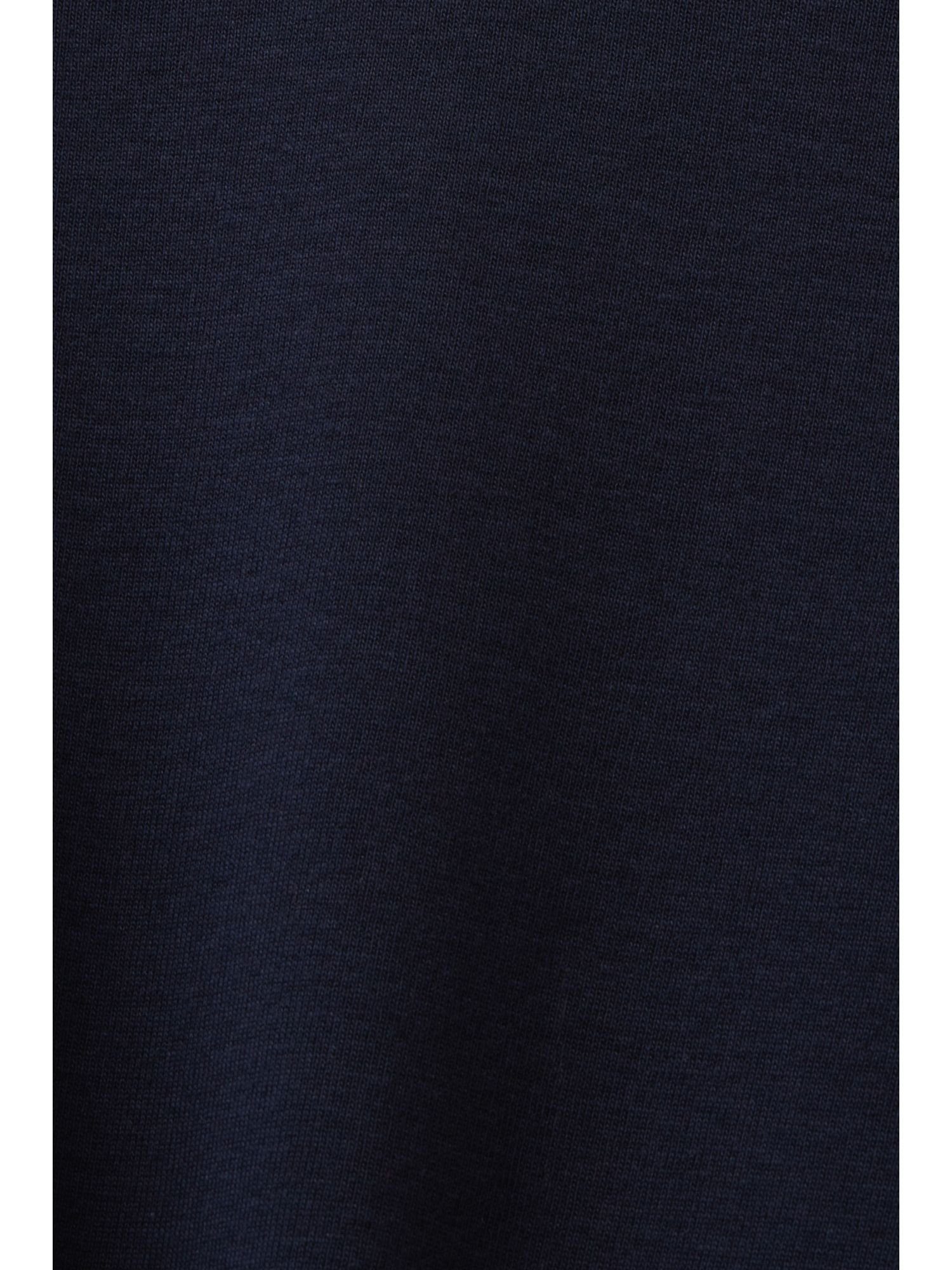 Esprit Langarmshirt Top aus NAVY Baumwolljersey Bogenkante mit (1-tlg)