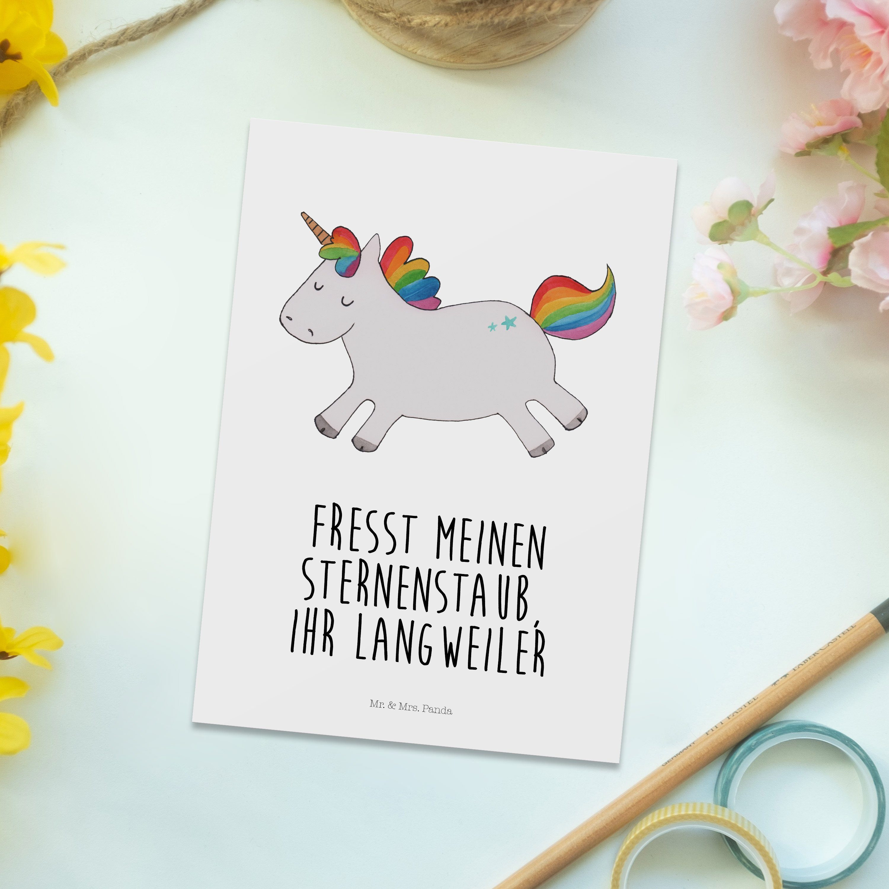 - Weiß Geschenk, Lachen, Postkarte Mrs. Einhörner, Mr. - Pegasus, Karte, & Panda Einhorn S Happy