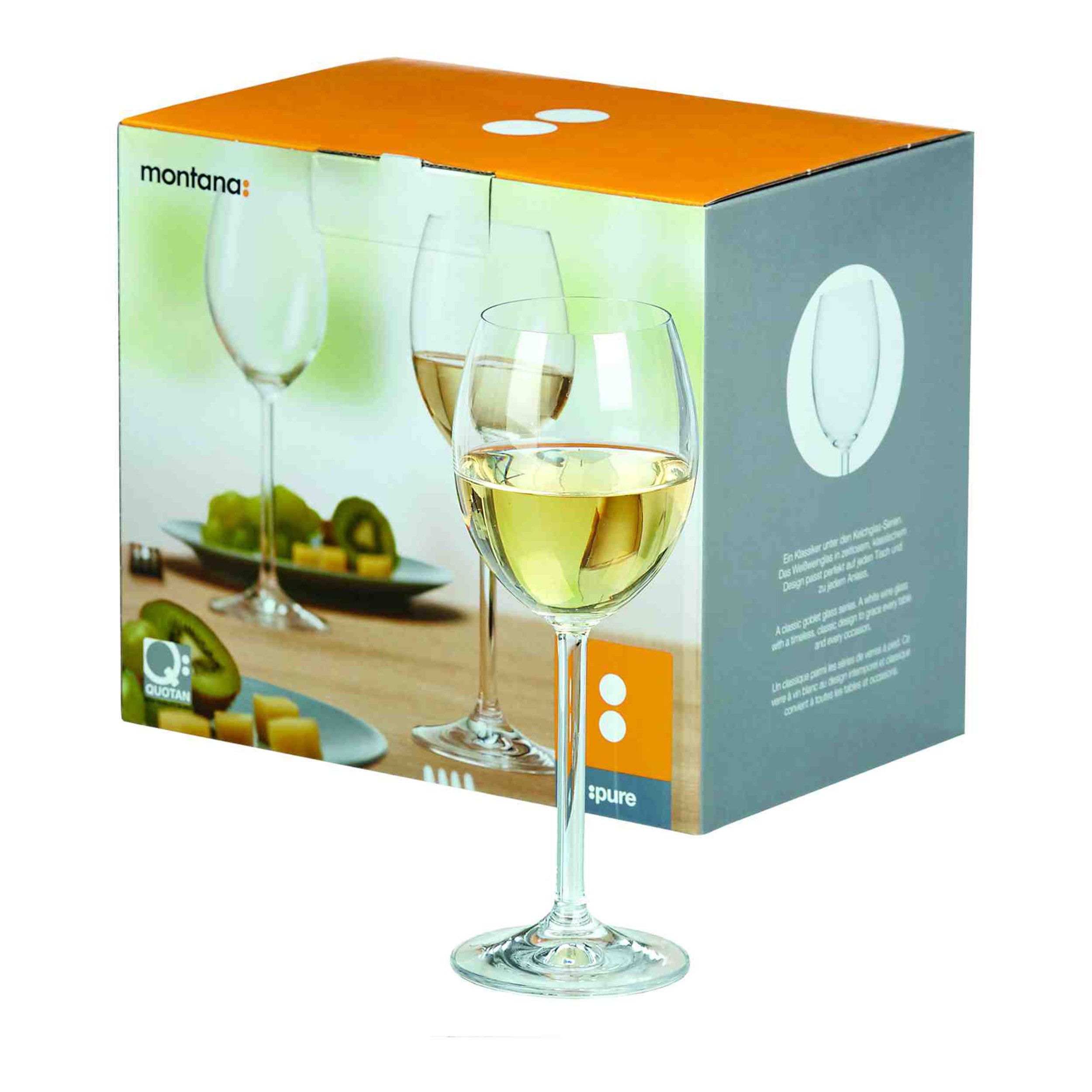 montana-Glas Weißweinglas Montana Pure Weißweingläser – 6er Set Kristallglas 250ml, Kristallglas