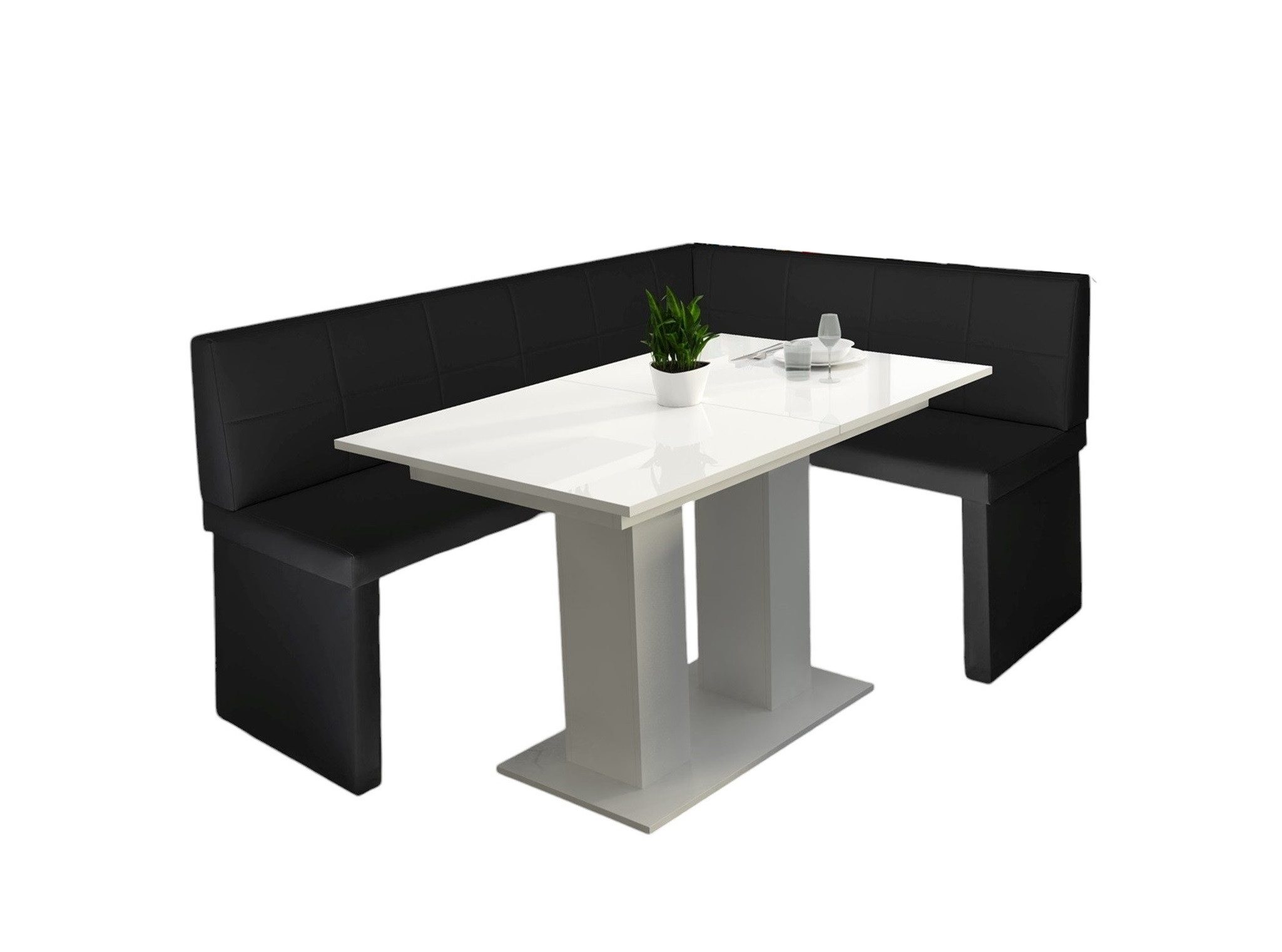 Fun Möbel Eckbankgruppe Eckbankgruppe „Robin“ in Kunstleder 168x128cm mit Tisch „Dante weiß“, ausziehbarer Tisch