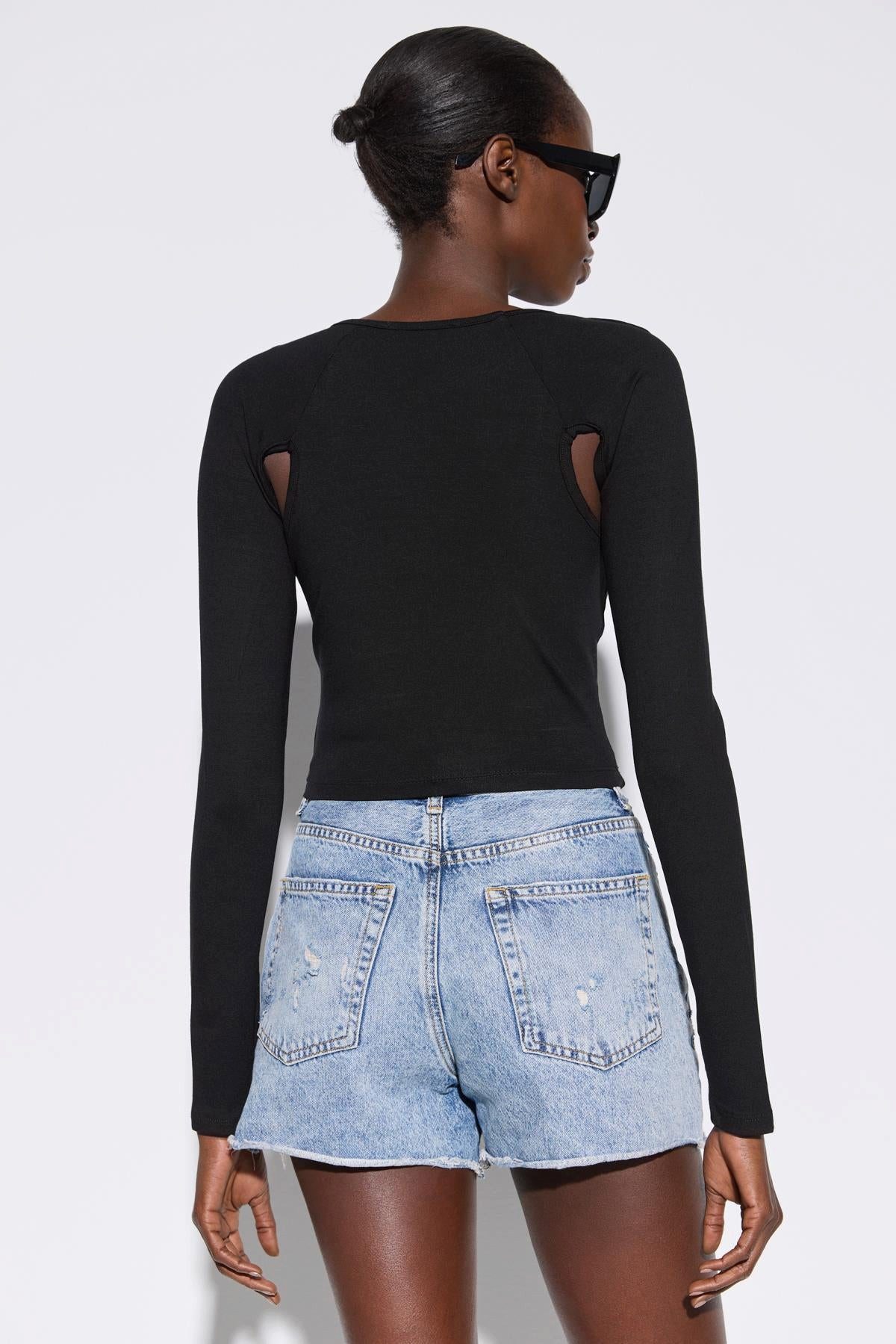 No Matter What Crop-Top Langärmelige Crop-Bluse