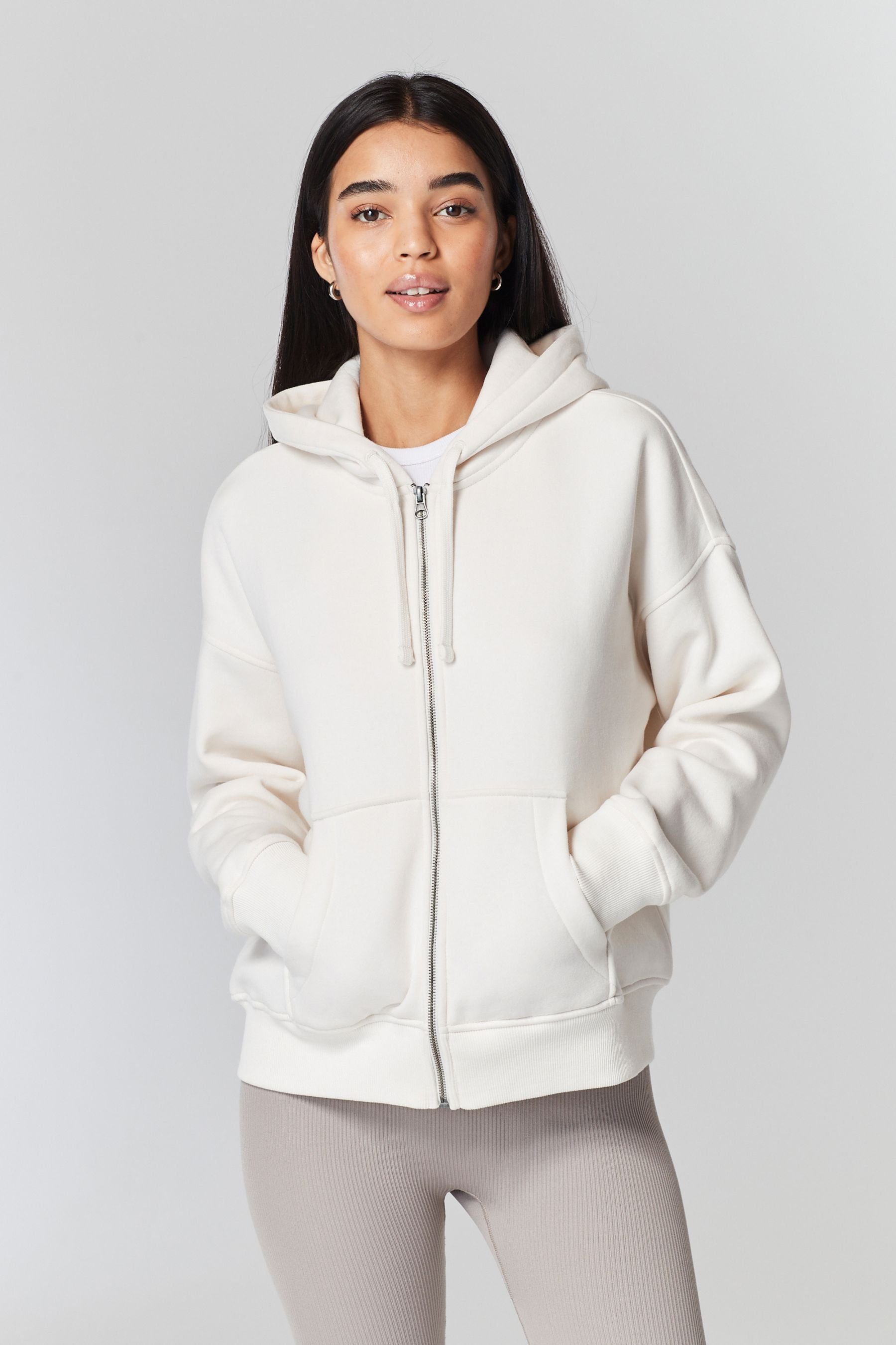 Next Kapuzensweatjacke Moderne langärmelige Kapuzenjacke (1-tlg) Ecru White