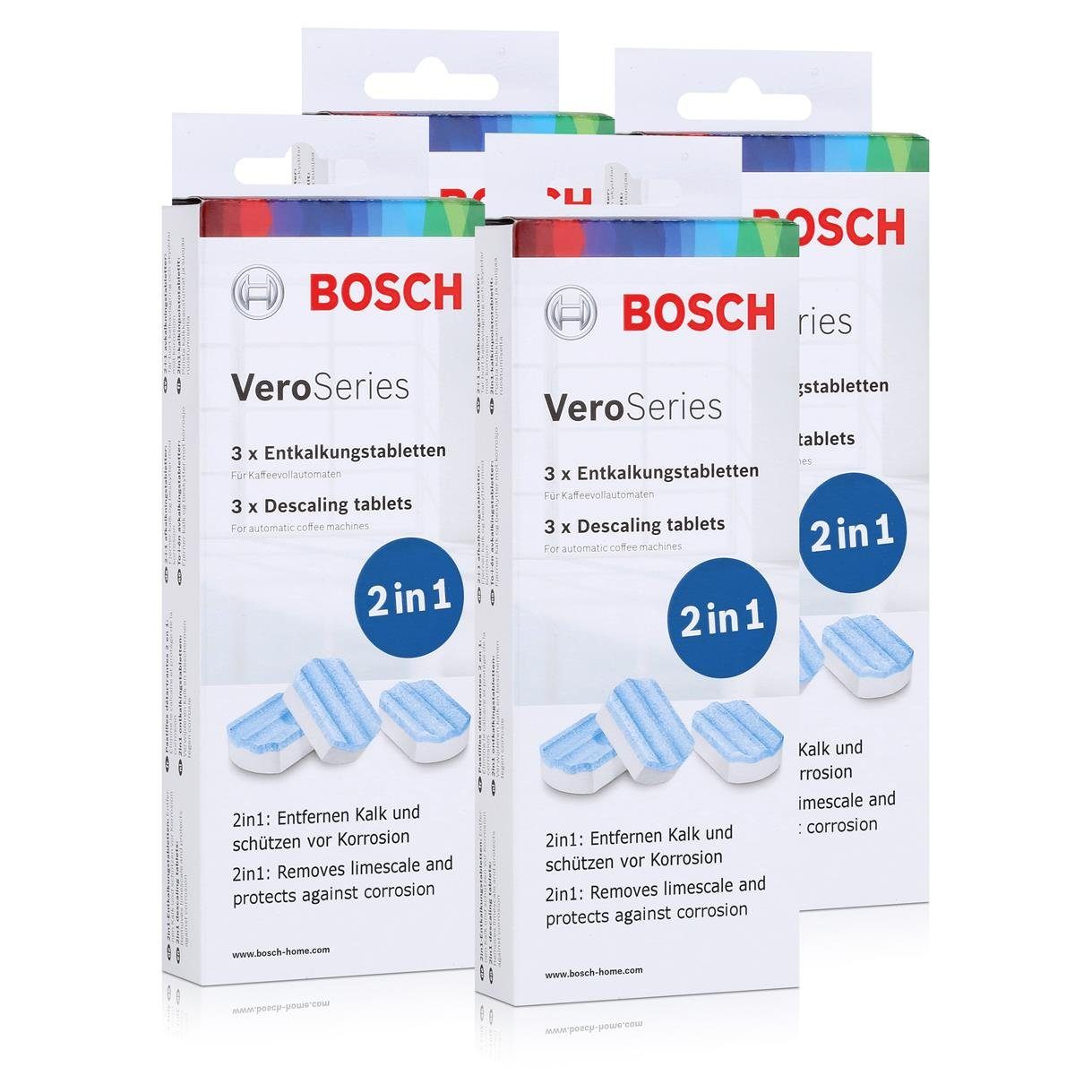 Entkalker 4x Kaffeevollau BOSCH für Bosch TCZ8002 Entkalkungstabletten VeroSeries 2in1