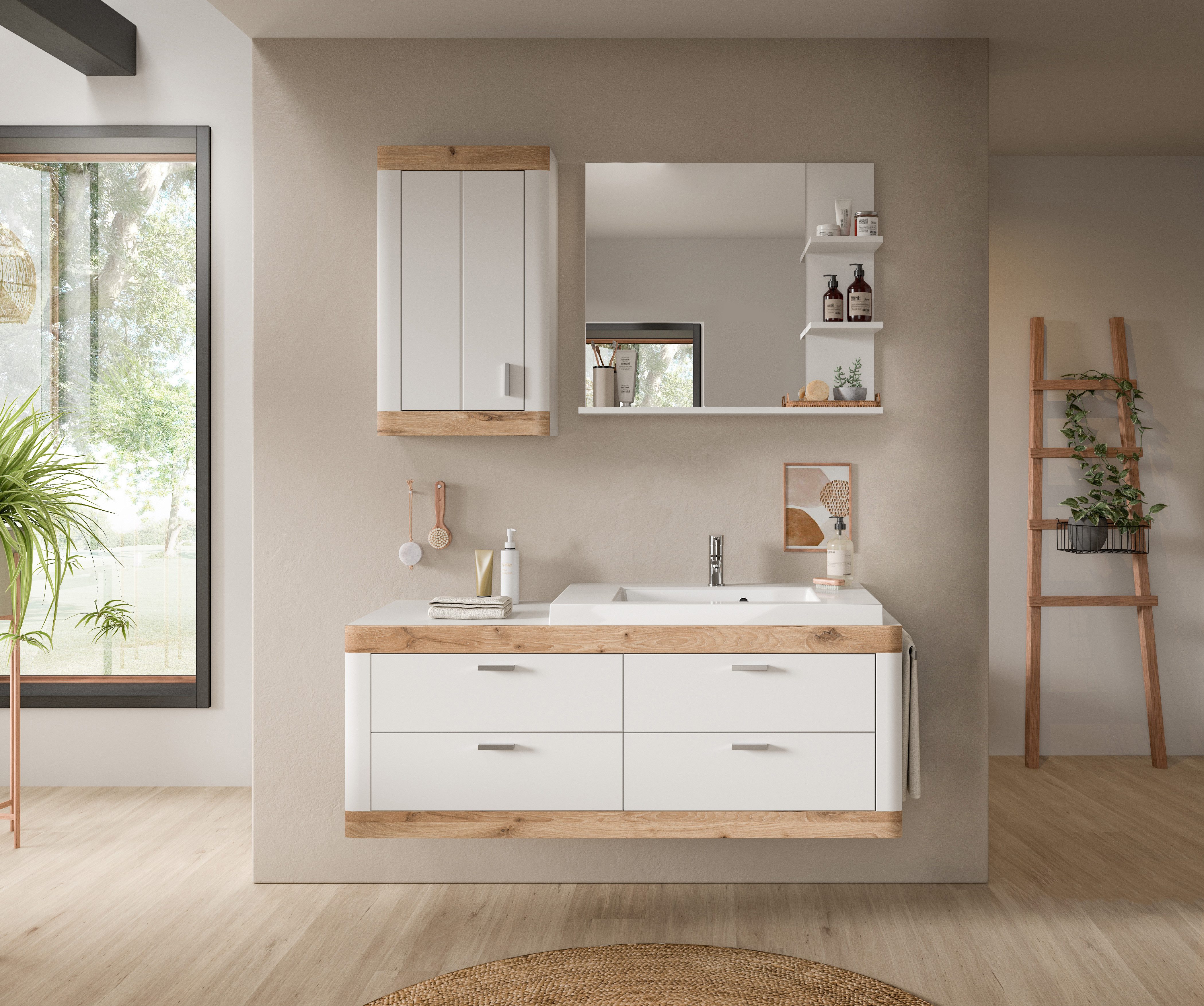 Home affaire Badmöbel-Set Landsby, 3 teilig, inklusive Mineralguss-Waschbec günstig online kaufen