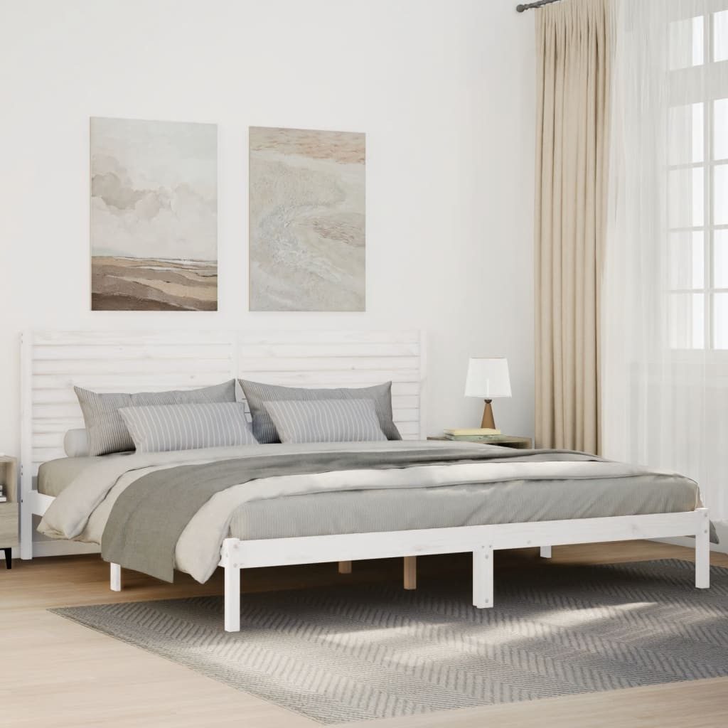 vidaXL Bett Massivholzbett Extra Lang ohne Matratze Weiß 180x220 cm