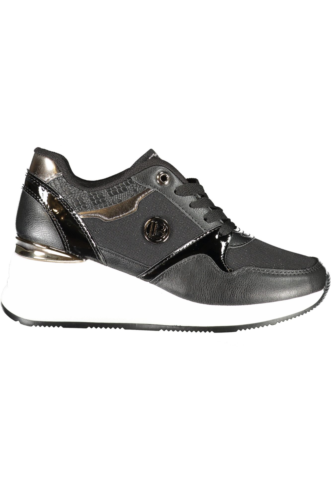 Laura Biagiotti Sneaker Elegante Damensneaker Schwarz, Leder, Kontraste günstig online kaufen