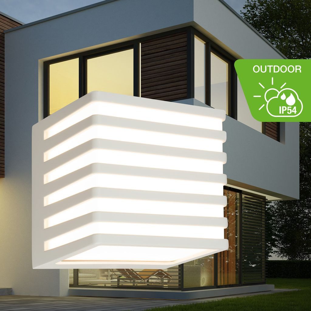 Telefunken Außen-Wandleuchte 321904TF, LED fest integriert, 2700K - Extra-Warmweiß, LED Wandleuchte Aussen 11x11x11 cm Hellgrau Hauswand Balkon Terrasse