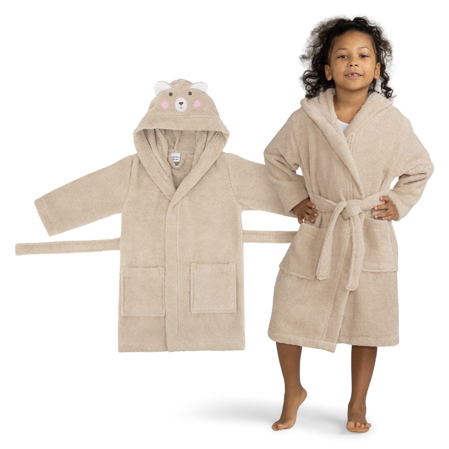 celodoro Kinderbademantel Kinder Bademantel mit Kapuze & Motiv für Mädchen & Jungen