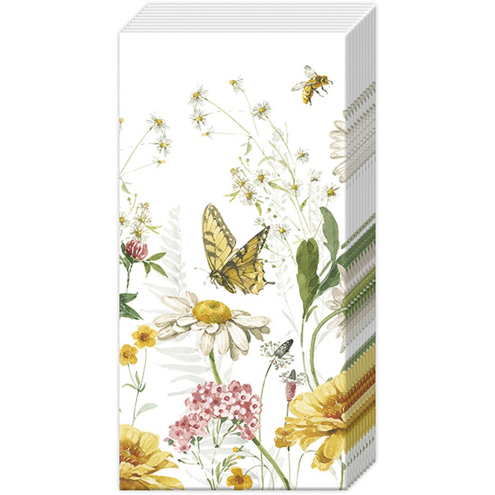 Ihr Ideal Home Range GmbH Papierserviette Wildflower and Butterfly, (10 St), 21 x 21 cm