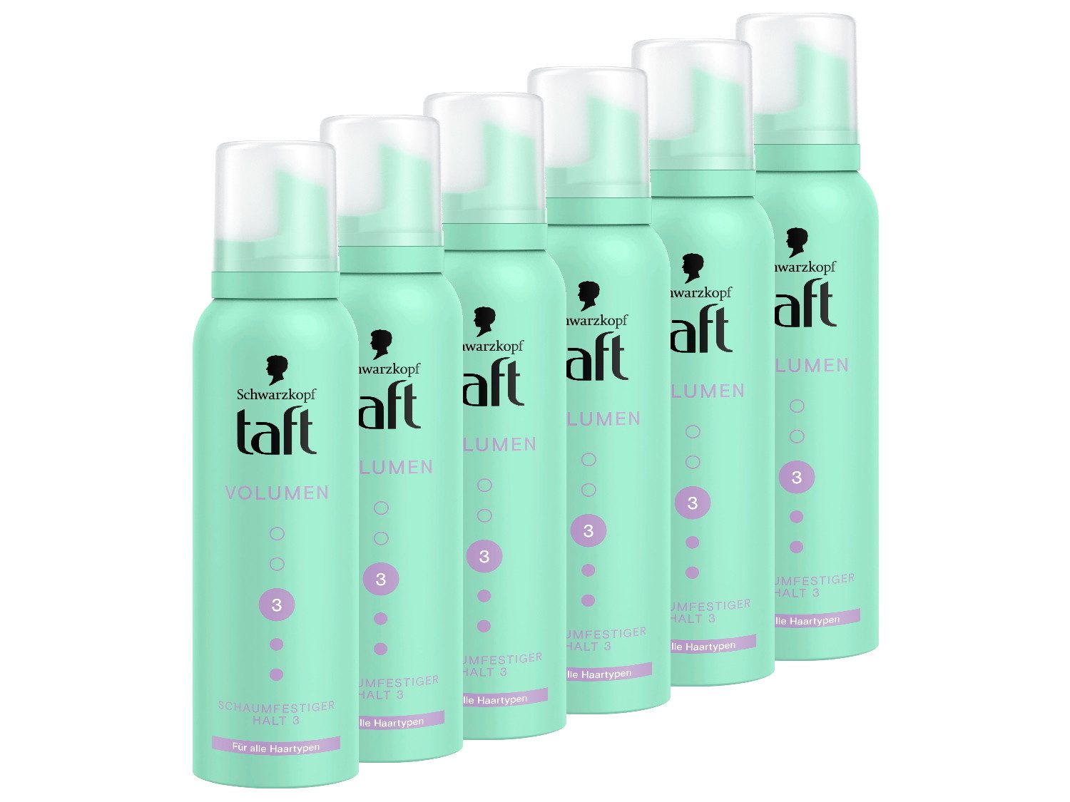 Taft Haarfestiger Schwarzkopf, Volumen Haltegrad 3 für alle Haartypen, Vorratspack, 6-tlg., 6x 150ml, Volumen Haltegrad 3