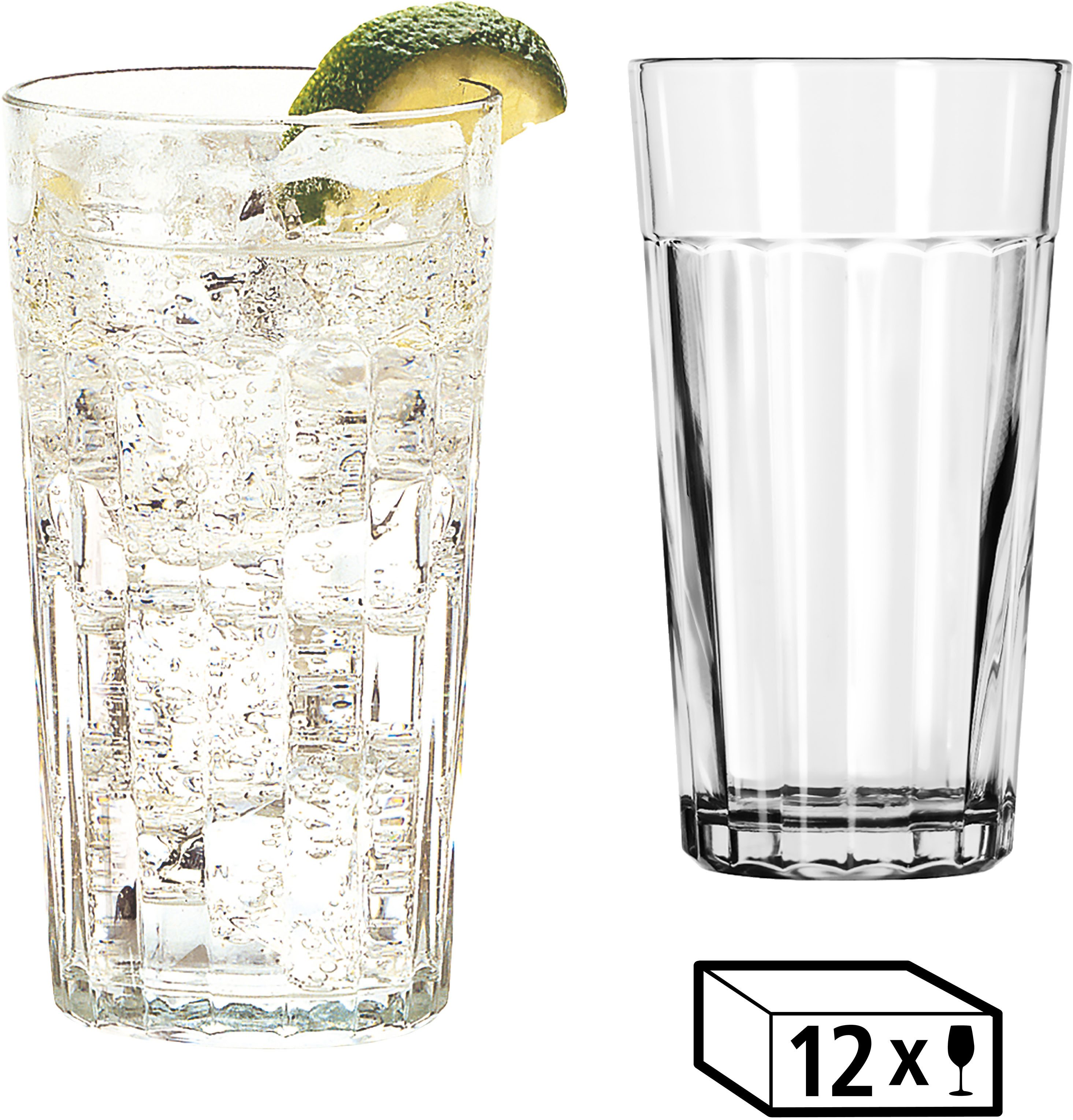 LIBBEY Gläser-Set Cooler Glas -PANELED TUMBLERS- 355 ml, Ø: 8 cm, H: 13,5 cm, 12er Set, Glas, hochwertig verarbeitet, im modernen Design