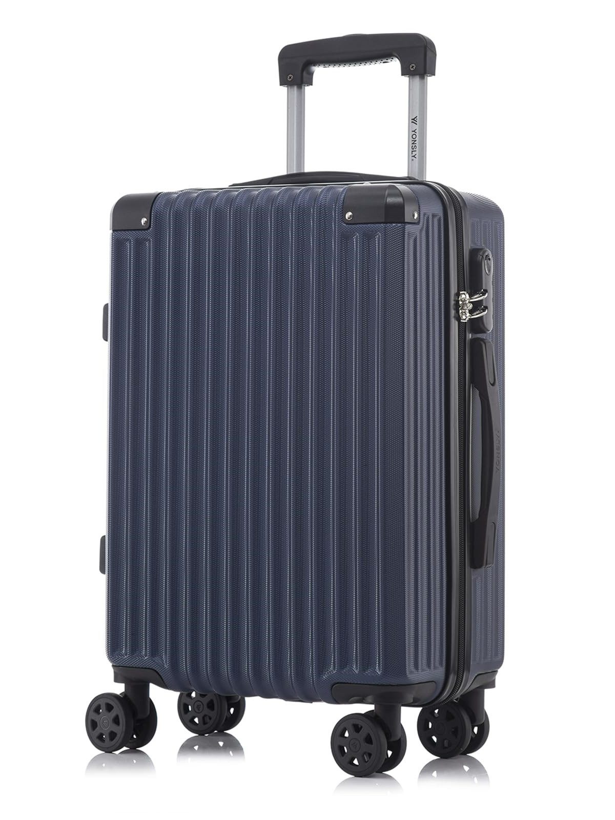 YONSLY Koffer Hartschalen-Reisekoffer Trolley Handgepäck, 4 Rollen, ABS-Hartschale, Zahlenschloss, weicher Gummigriff