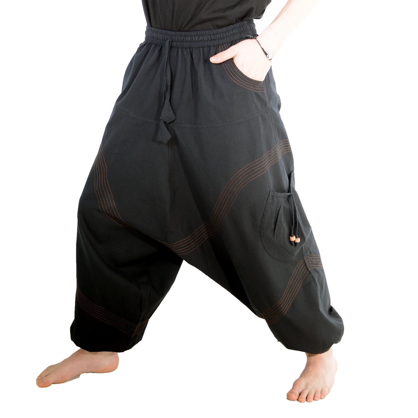 KUNST UND MAGIE Haremshose Haremshose Herren Unisex Baumwolle – Goa Hose mit Taschen Aladinhose