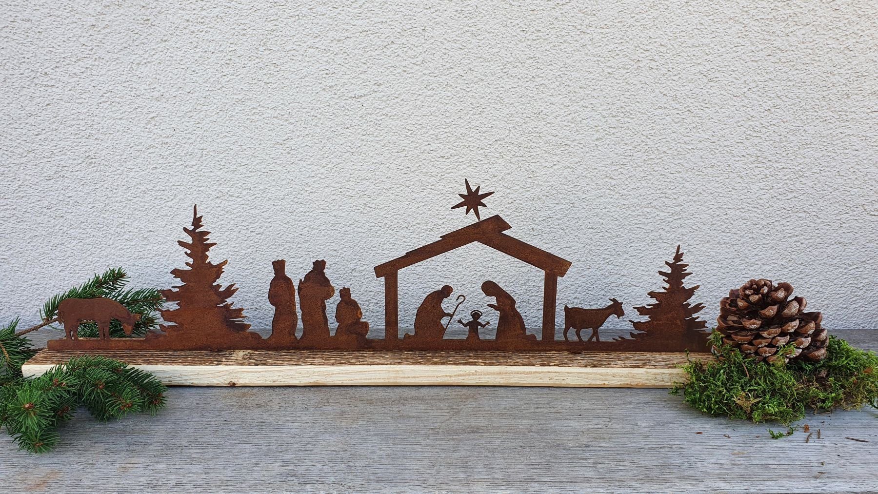 Krippe Nazareth Weihnachtsfigur Holzsockel auf BADEKO