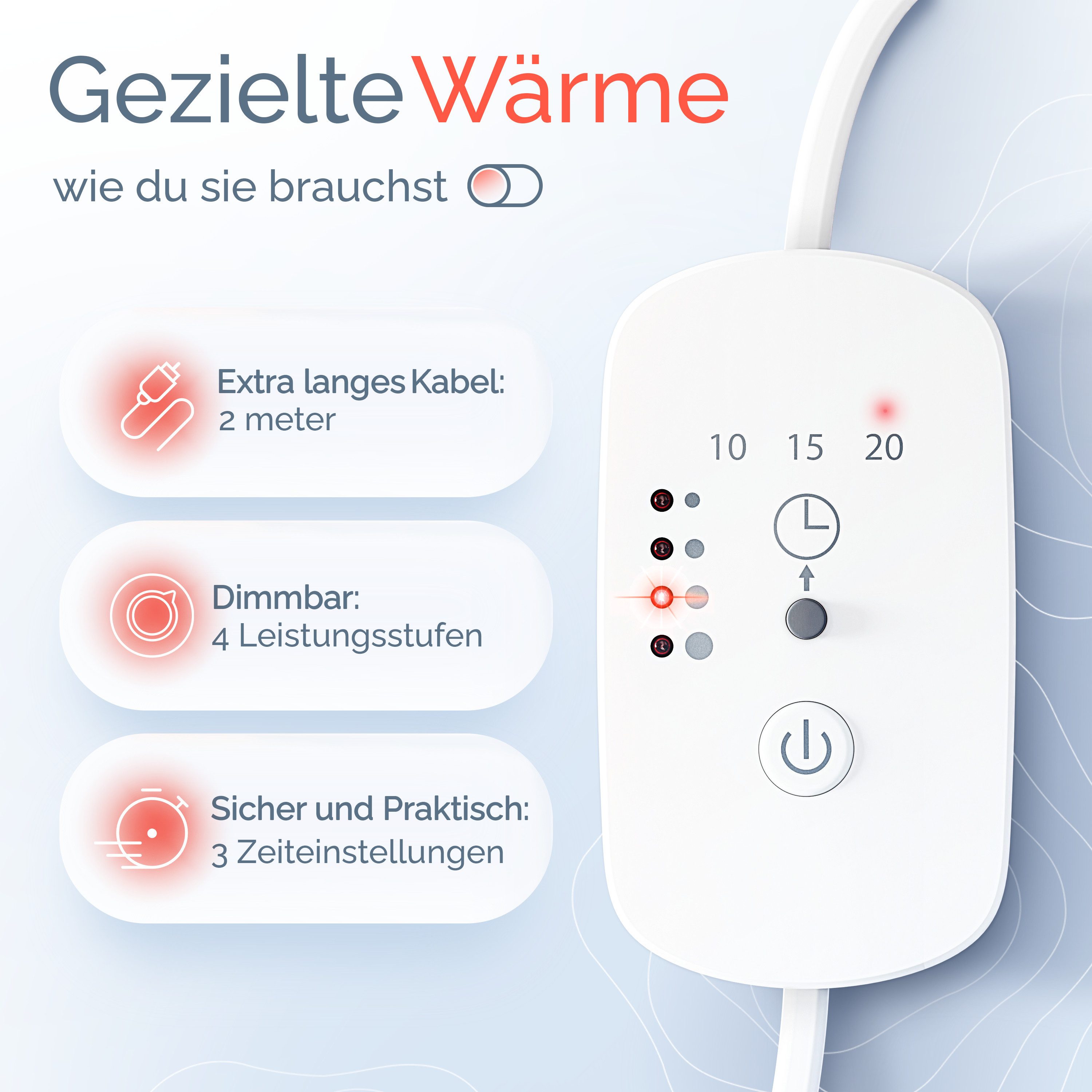 Vitaltherm Infrarotlampe RW 150 Rotlichtlampe Wärmelampe – Infrarotlampe mit Timer & Dimmer, Wohltuende Wärme