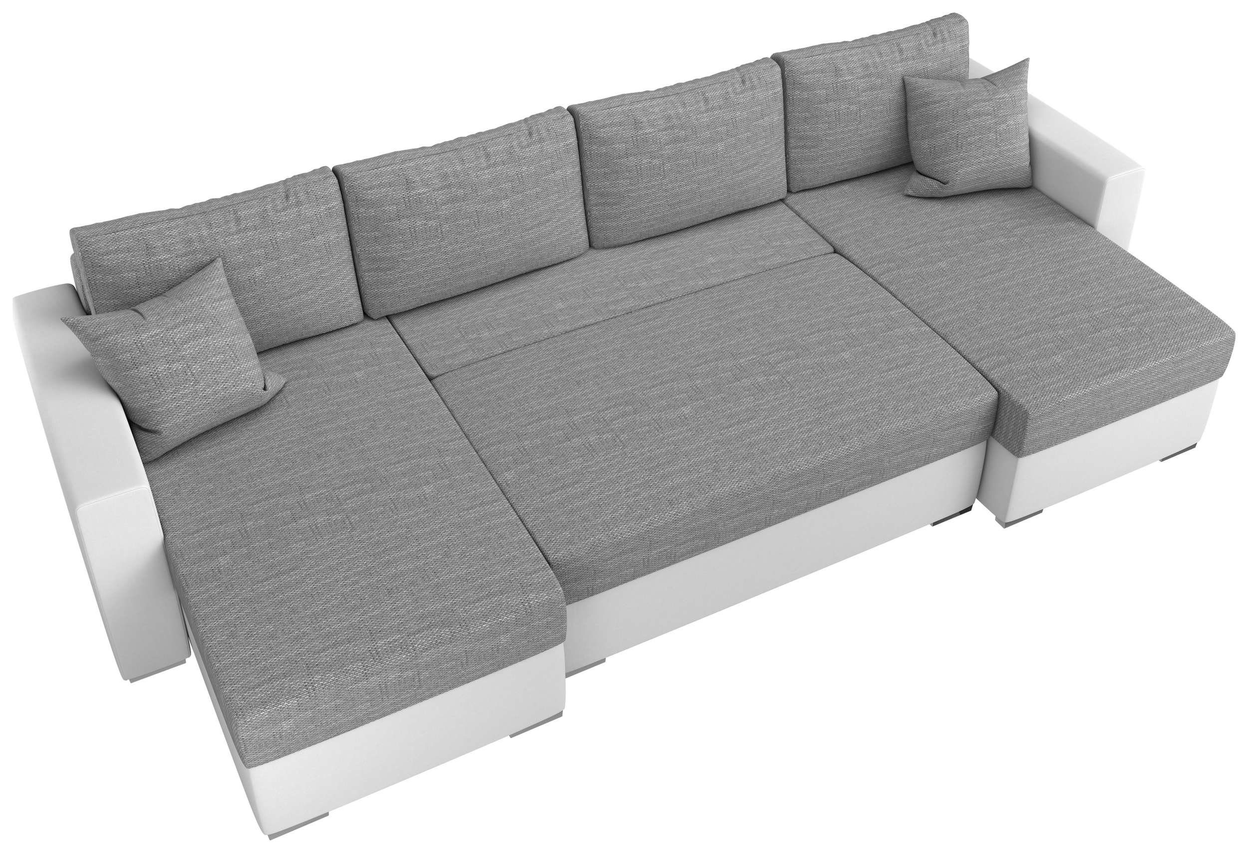 im Bettkasten, Raum Wohnlandschaft inklusive frei Sofa, Design Bettfunktion und Kissen, mit U-Form, Rubicon, Sitzkomfort, Klassisch stellbar, Stylefy