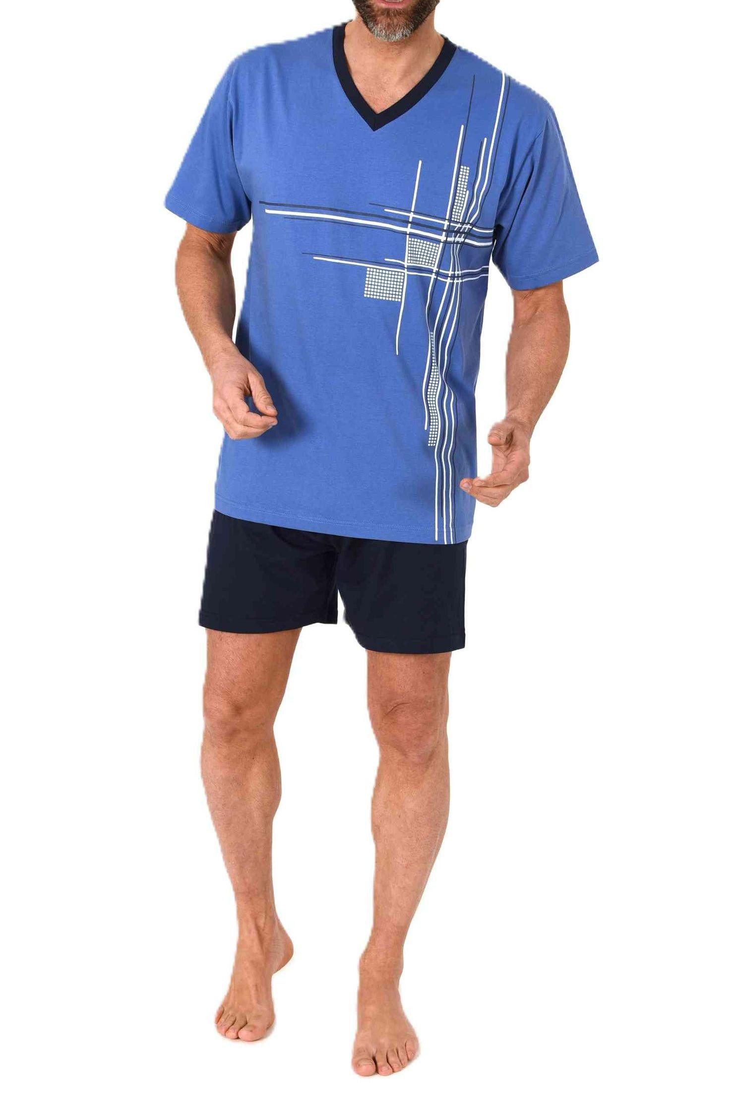 Normann Pyjama Normann Herren Schlafanzug kurzarm Shorty mit stilvollen Frontprint