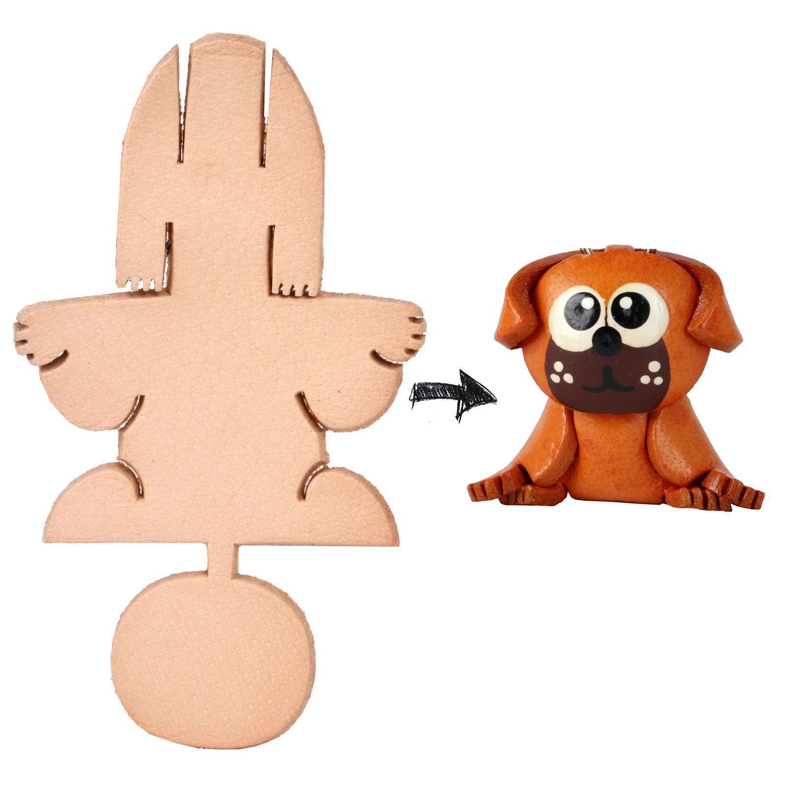Monkimau Schlüsselanhänger Set Mops DIY Figur aus Leder