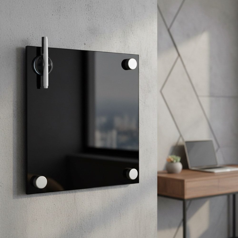 Mucola Magnettafel Glasmagnettafel Schwarz Memoboard Wandtafel Magnettafel Whiteboard, (Stück, 1-tlg., 1 Stück), Sicherheitsglas