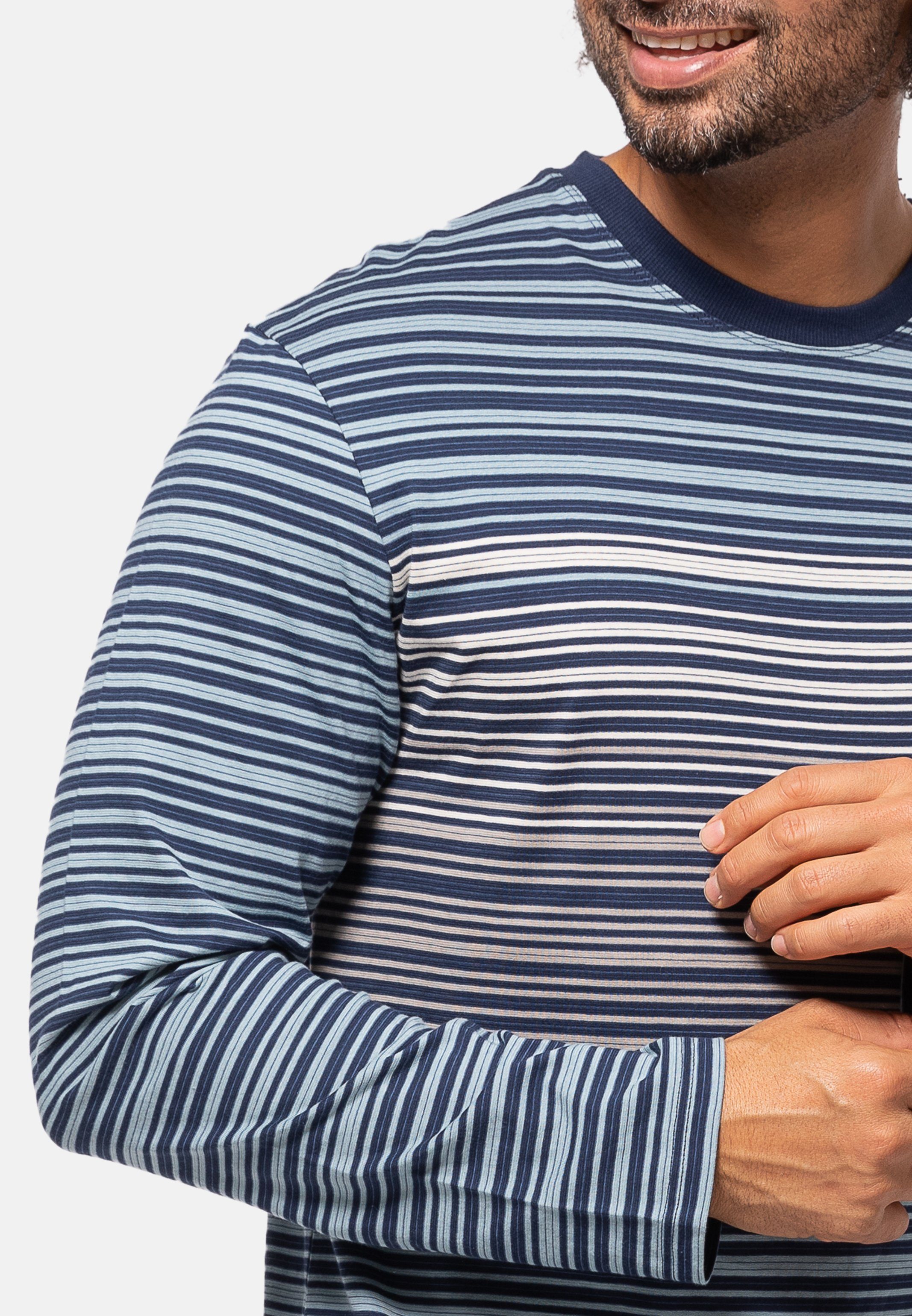 (1-tlg) Pyjamaoberteil - Cotton Schlafanzug-Oberteil - & Baumwolle langem Oberteil Mix Schlafanzug mit Organic Arm - Match Ammann