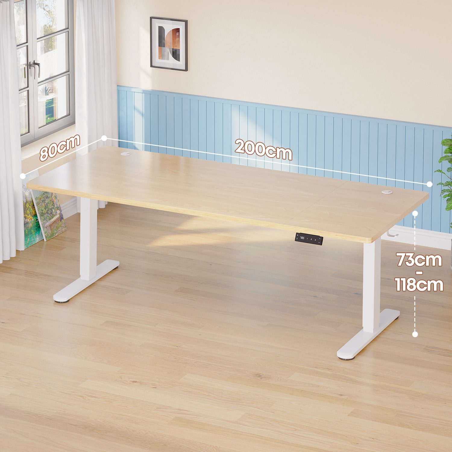 HOMALL Schreibtisch Höhenverstellbarer Schreibtisch mit 3 Höhen-Speicherfunktionen (Mehrere GrdBen 120/140/160/180/200 cm mit 1 USB-Ladanschlus Tischplate mit einerTiefe von 80 cm Der Tisch besteht aus ver Tischplaten)
