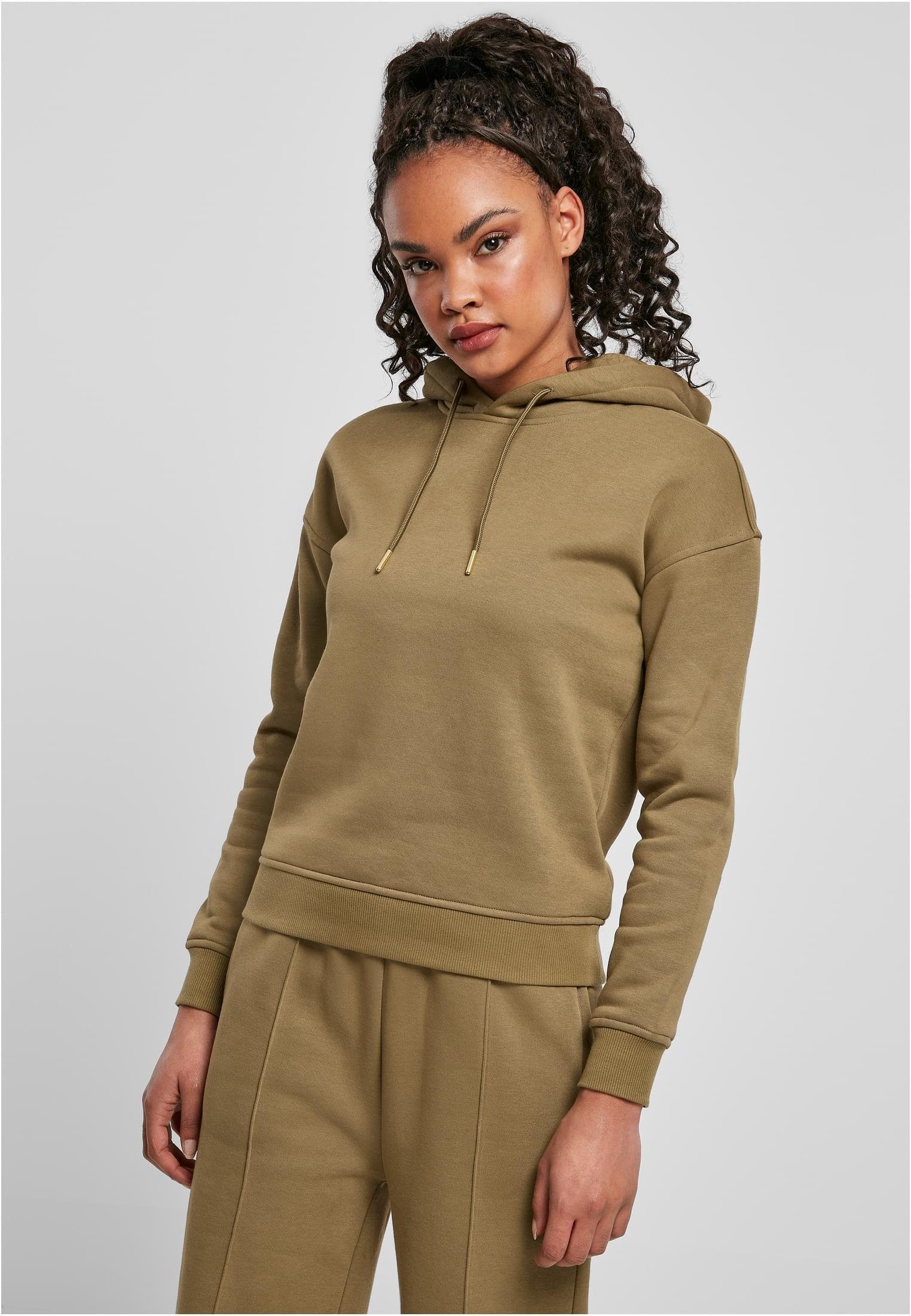 URBAN CLASSICS Kapuzenpullover Damen Hoody Kapuzenpullover mit breiten Rippbündchen