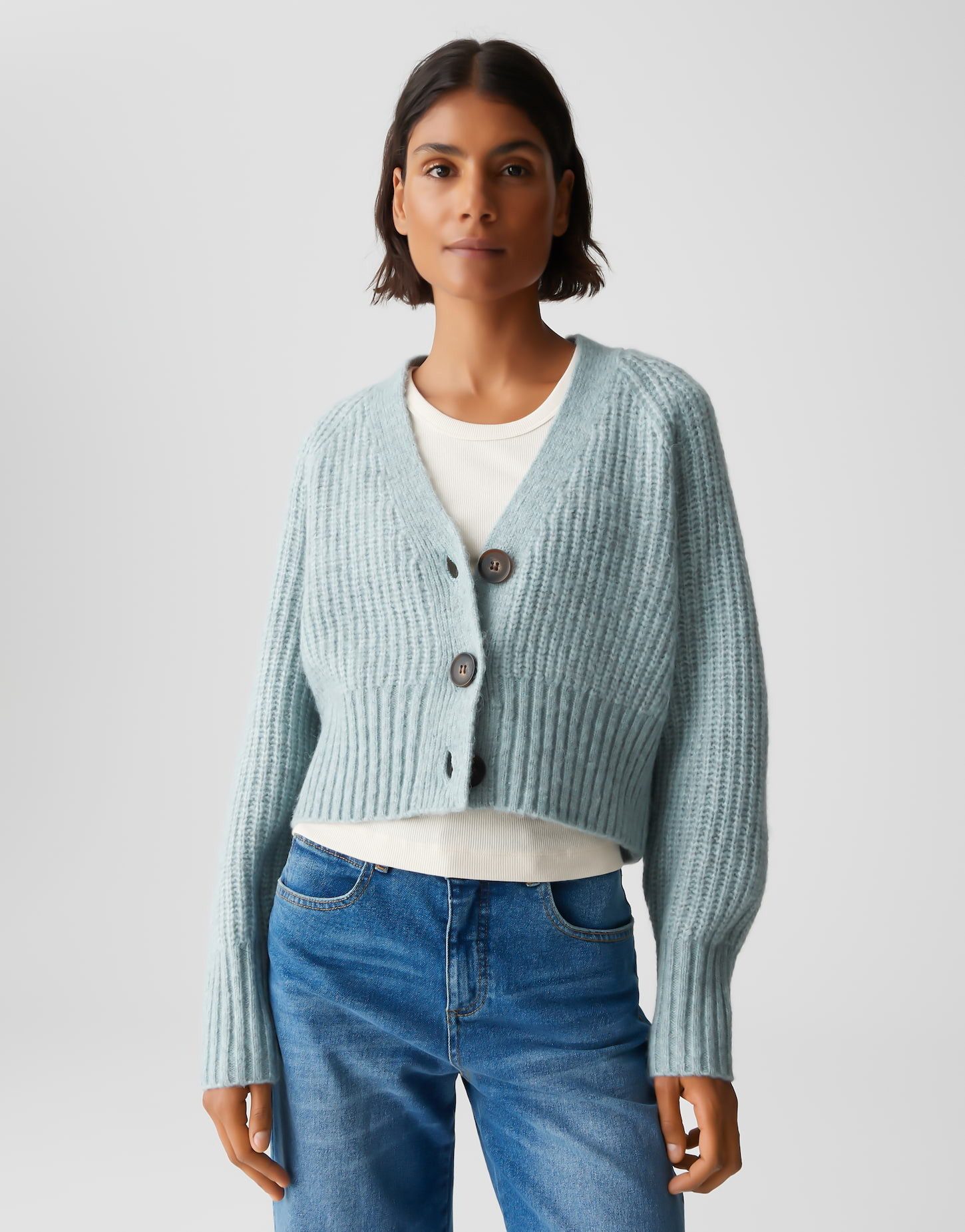 OPUS Cardigan DONIKI mit Rippstrickmuster V-Ausschnitt, günstig online kaufen
