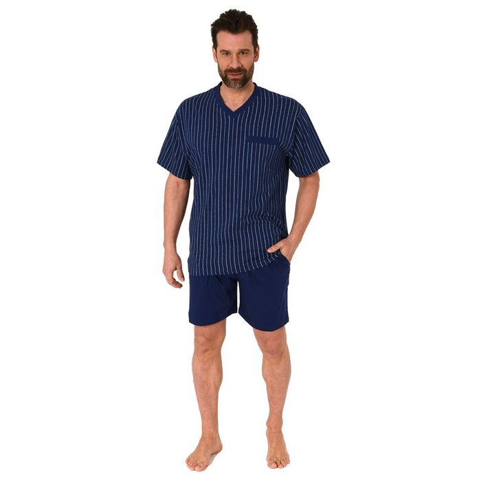 Normann Pyjama Herren Schlafanzug kurzarm Shorty Pyjama - Streifenoptik - 122 105 90 650