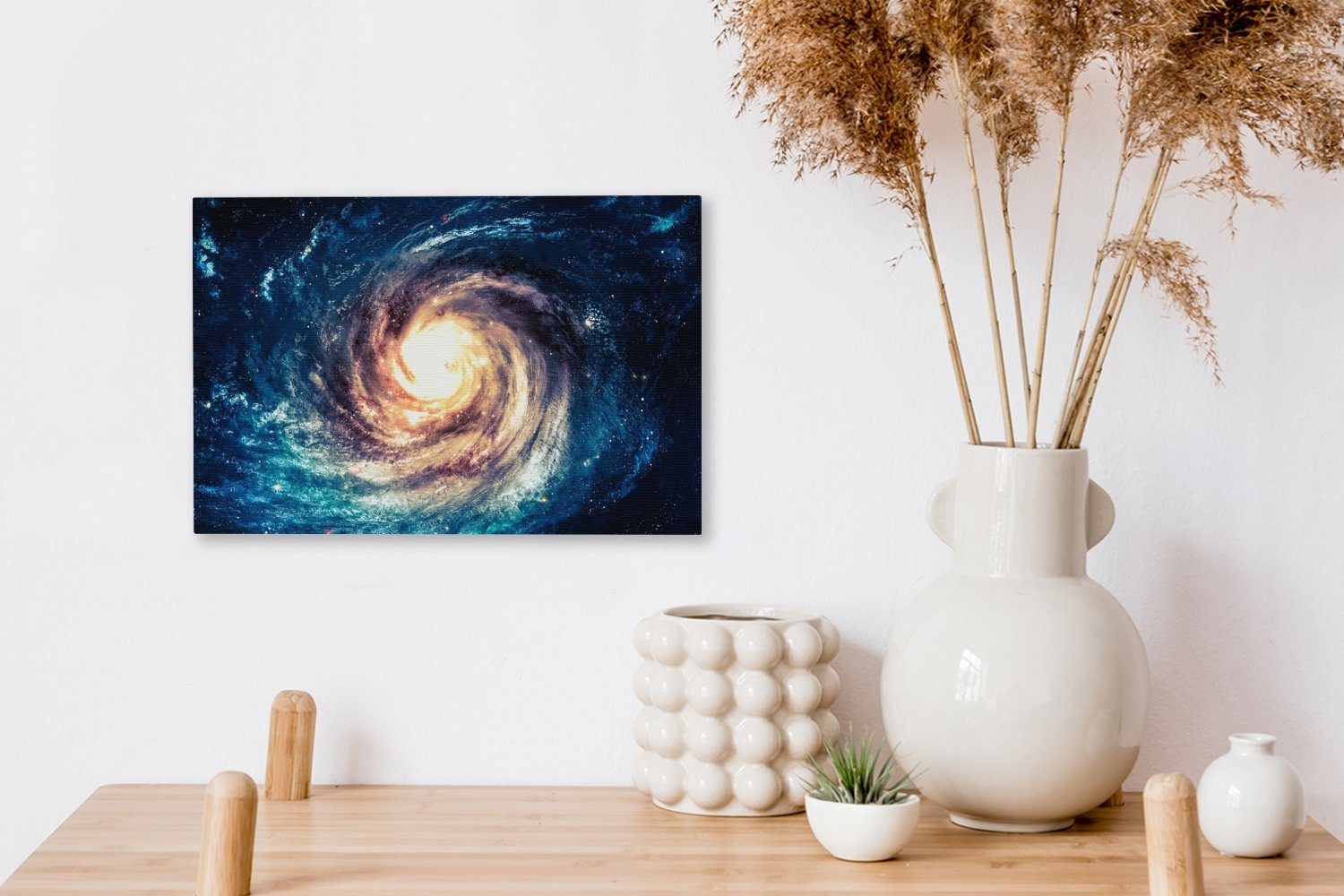 OneMillionCanvasses® Leinwandbild Weltraum - Wandbild (1 Leinwandbilder, cm Aufhängefertig, - Sterne Wanddeko, 30x20 St), Blau