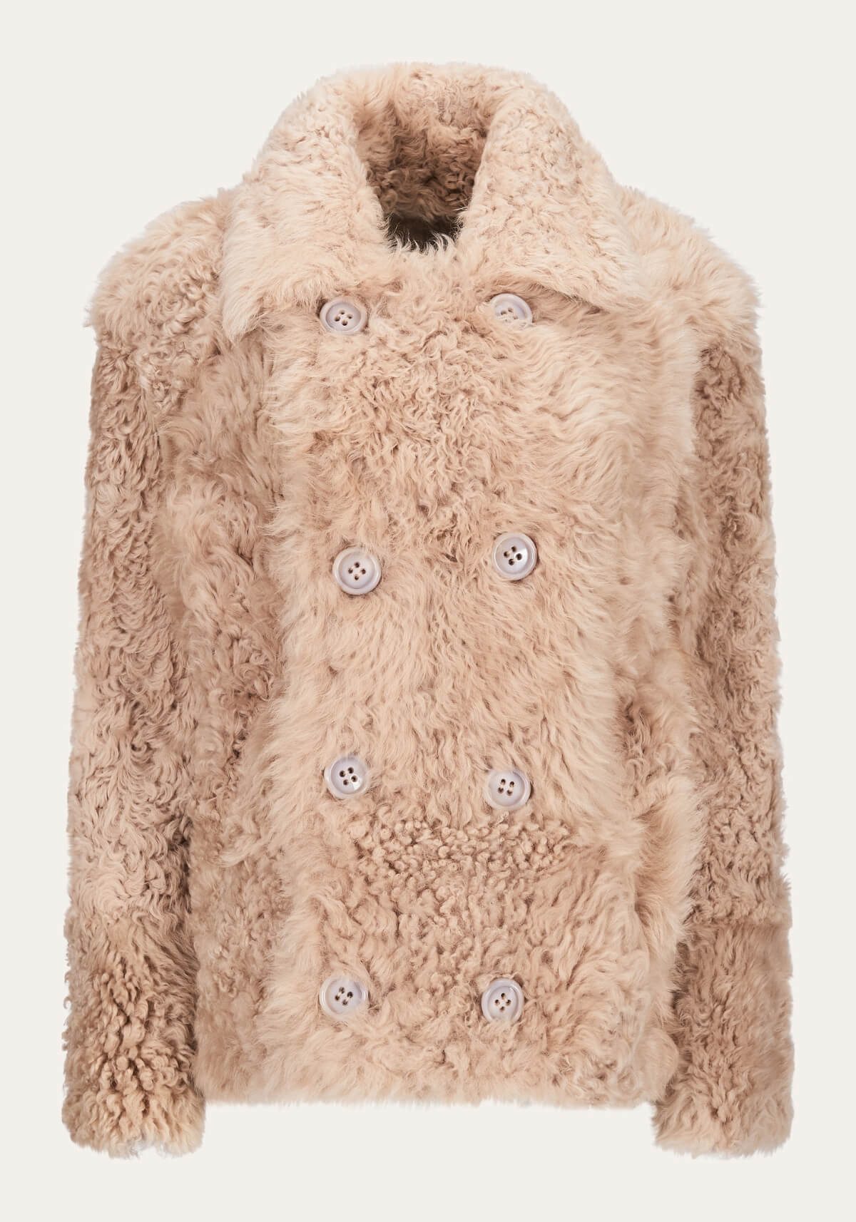 Hollert Winterjacke Damen Lammfelljacke Curly Sue Hellbeige zum Wenden