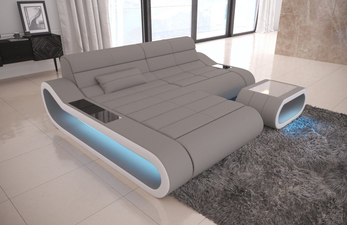 Sofa Dreams Ecksofa Polster Stoffsofa Couch Concept L Form Stoff Sofa, mit LED, Designersofa mit ergonomischer Rückenlehne