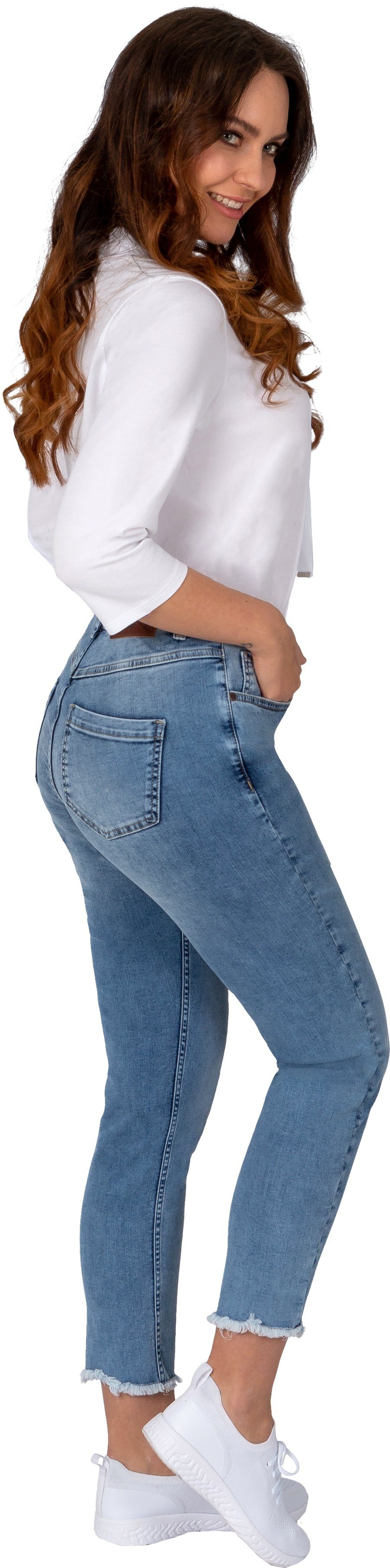 Gio Milano 7/8-Jeans Gio-Liese-1000 verkürzte Skinny mit Fransen am Saum günstig online kaufen