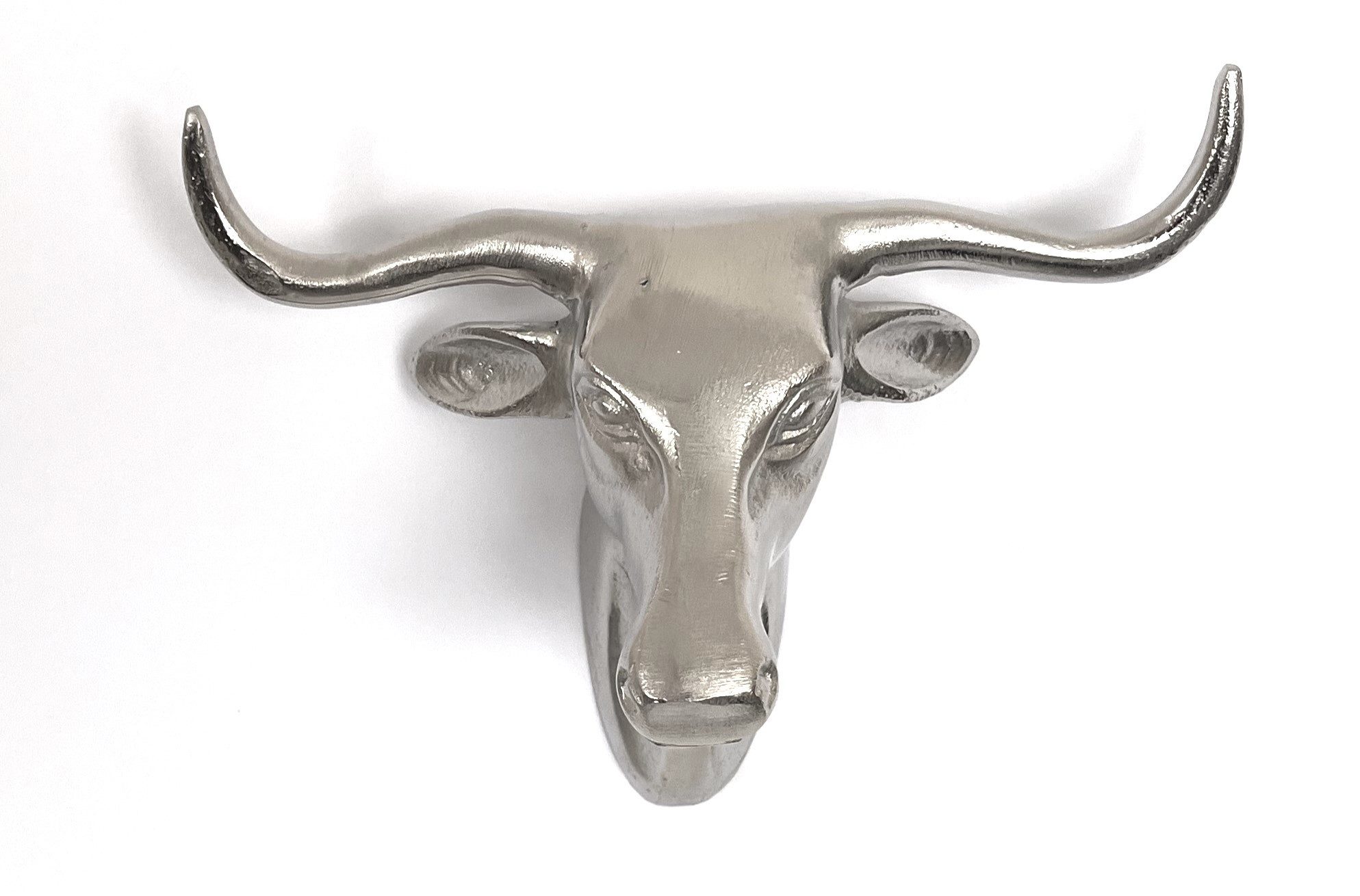 Mars & More Wanddekoobjekt Wanddekoration Kuh Schädel Silber Metall Modern 24,5 cm (1 St)