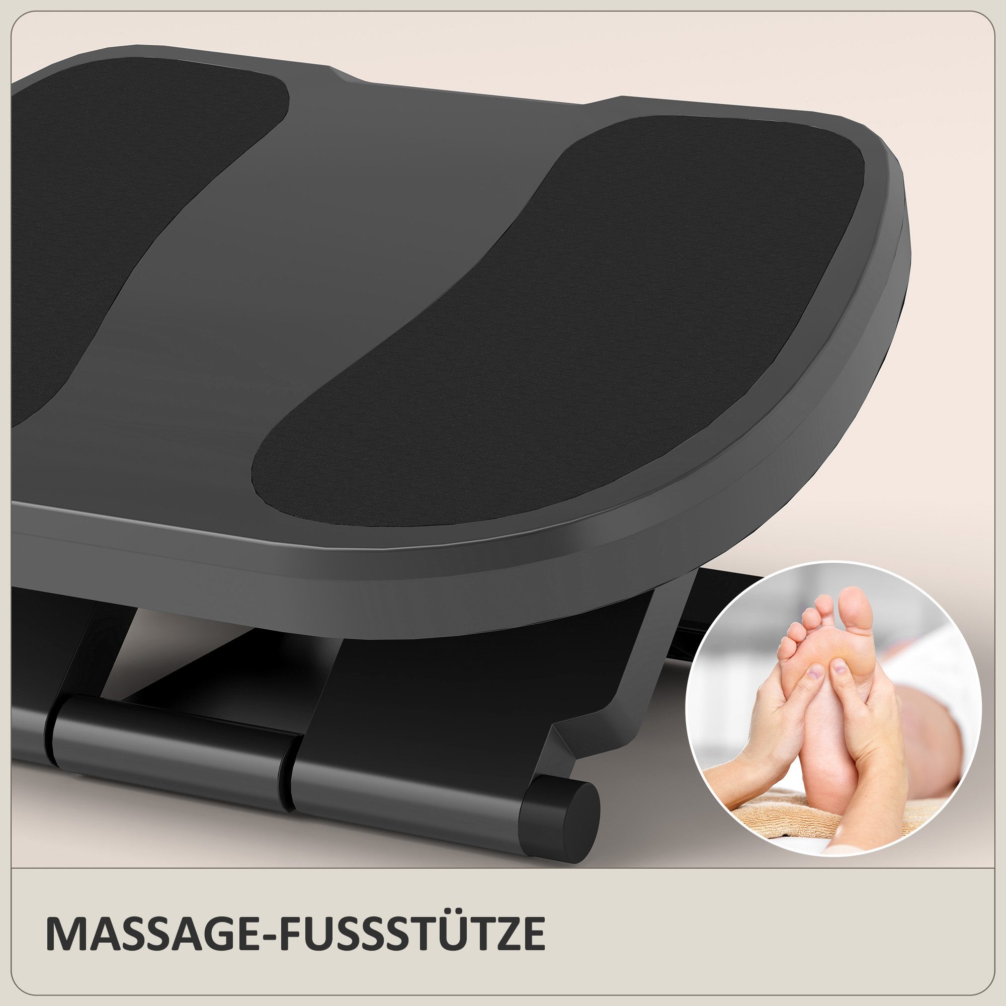 HOMCOM Fußhocker Ergonomische Schreibtisch, 3 Stufig Höhenverstellbar Fußbank (Fußablage, 1 St., Fußstütze), für Homeoffice, Büro, Grau – Bild 5 von 5