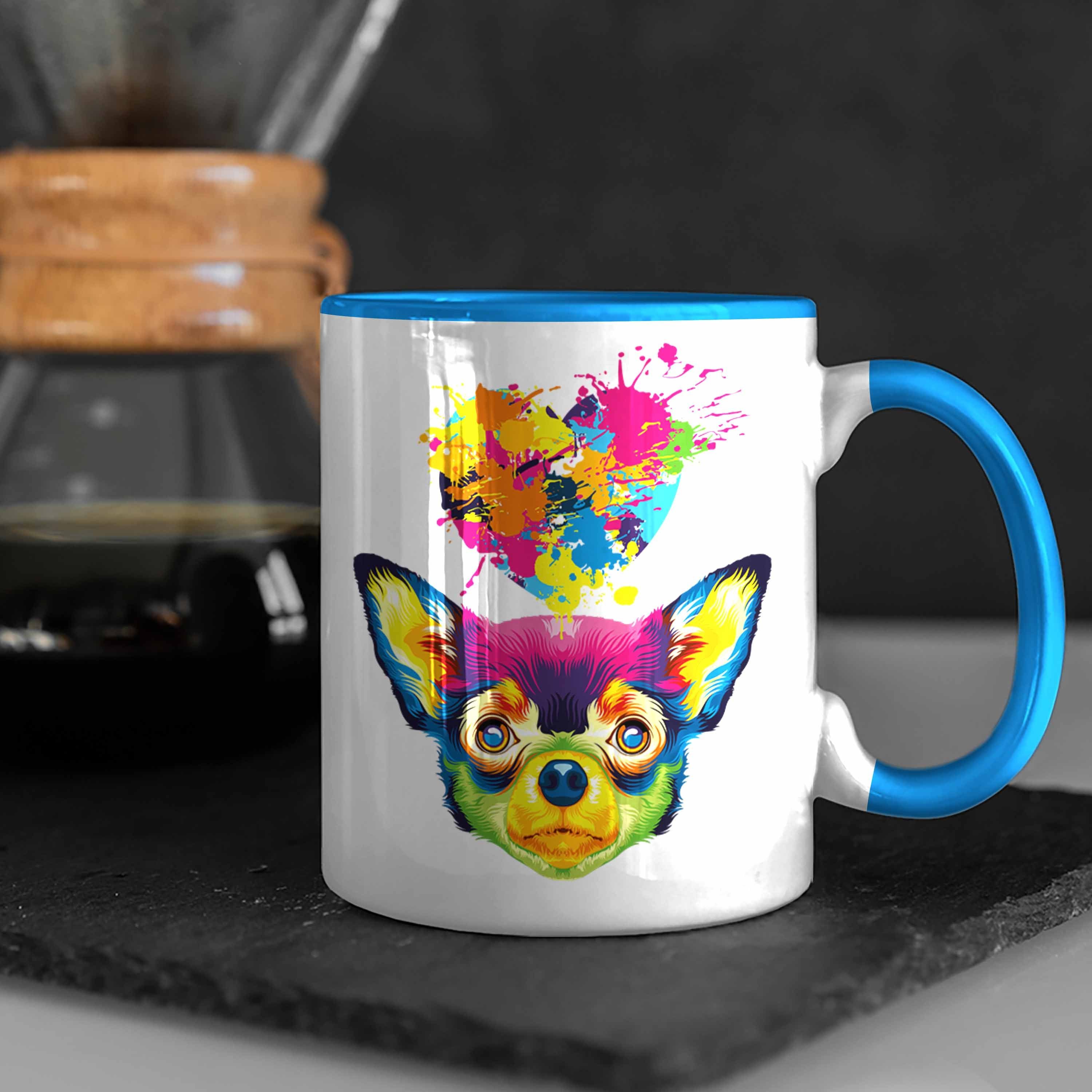 Tasse Blau Besitzer Lustiger Farbe Tasse Spruch Herz Chihuahua Geschenki Geschenk Trendation