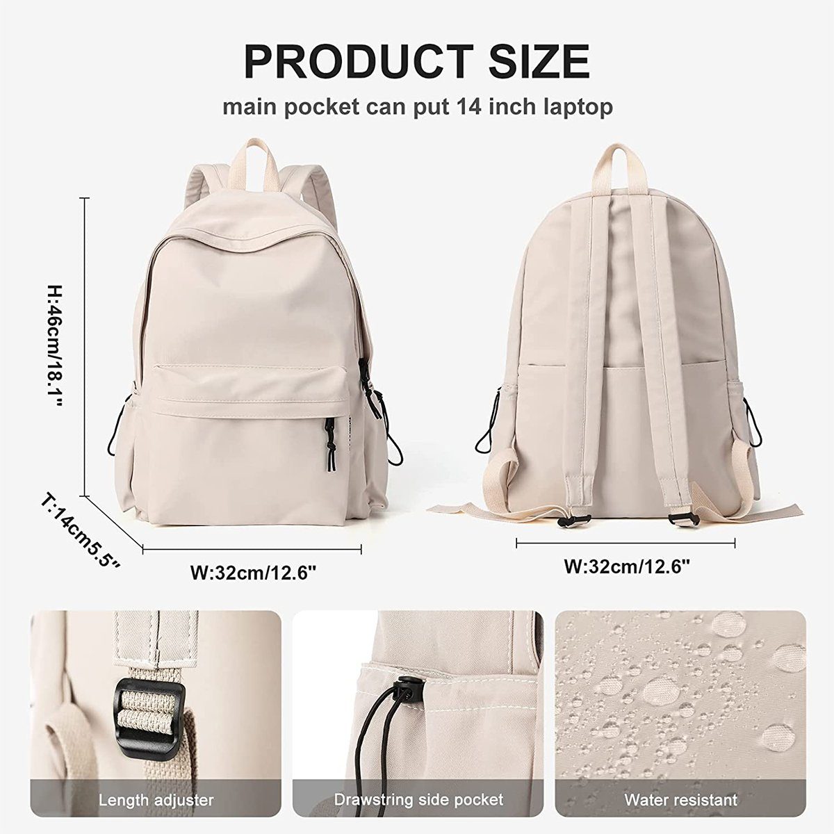 XDeer Schulrucksack Schulrucksack Damen Travel Schultaschen, 15,6 Zoll Laptop Rucksack für Mädchen im Teenageralter Bookbag