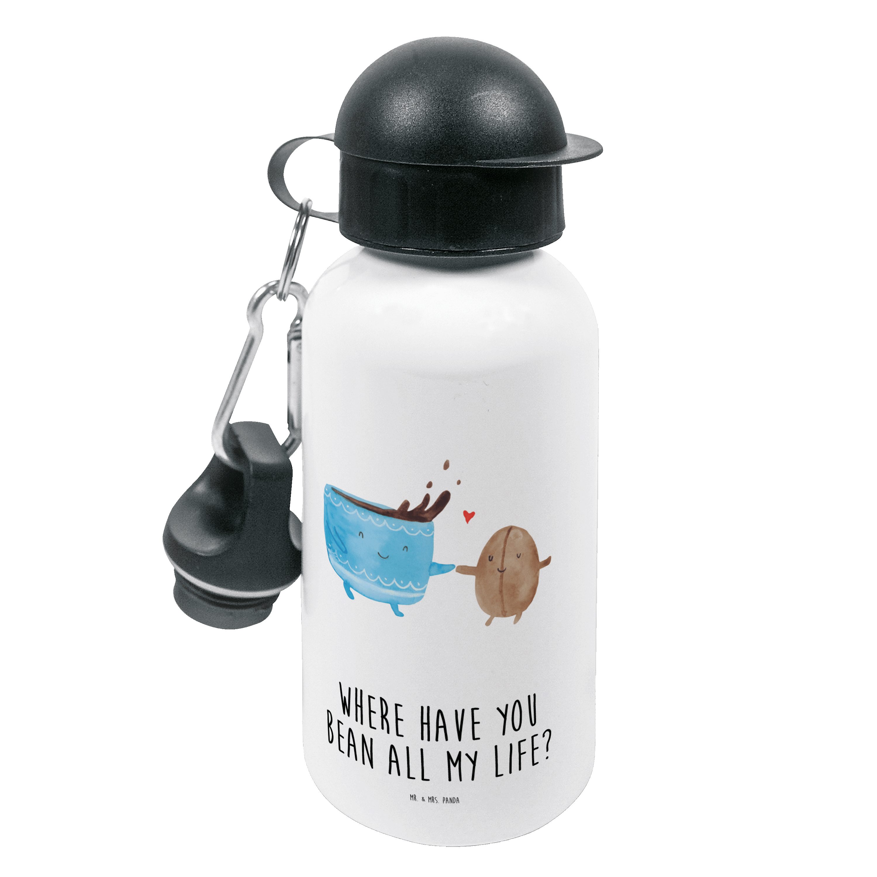 Mr. & Mrs. Panda Trinkflasche Kaffee Bohne - Weiß - Geschenk, lustige Sprüche, Kaffeebohne, Kinderg