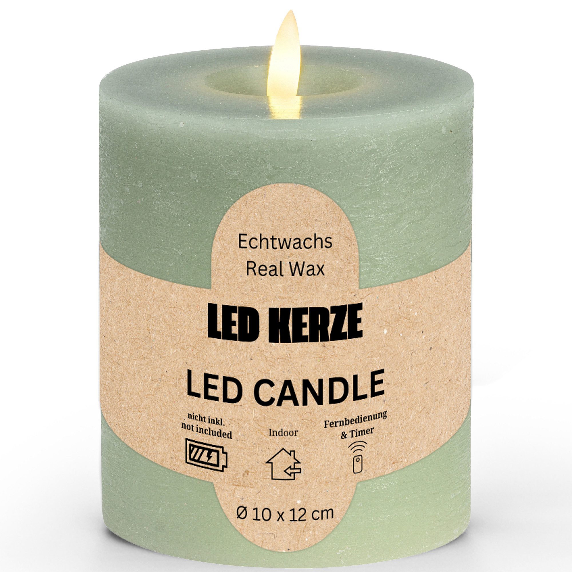 3er Set Flammenlose LED-Kerzen In Türkis – Rustikales Wachsdesign Mit Timer (6h An/18h Aus), Batterien Inkl., Höhe 10/12,5/15 Cm